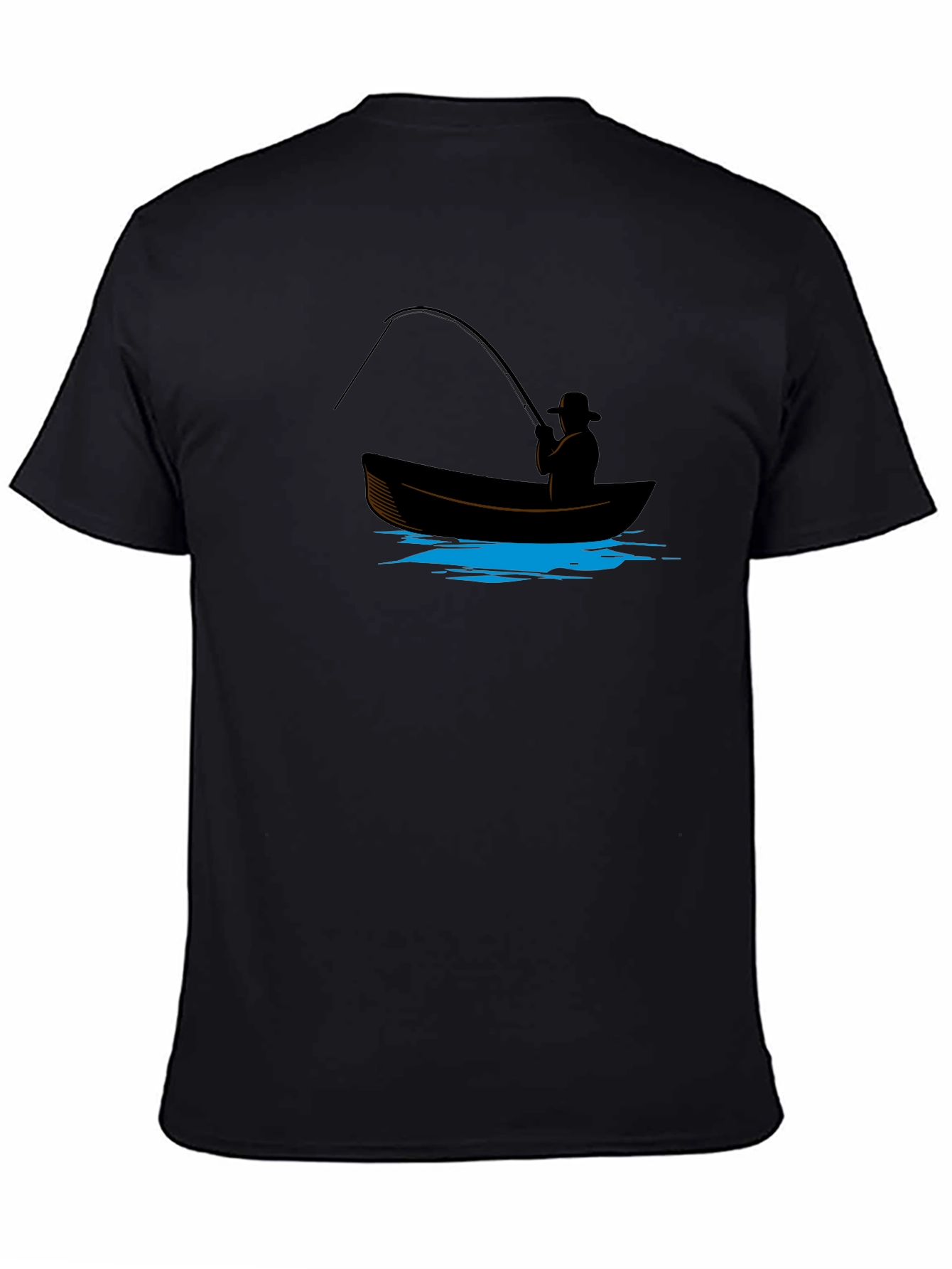 Fisherman Graphic Tee - Black Cotton Blend Shirt
