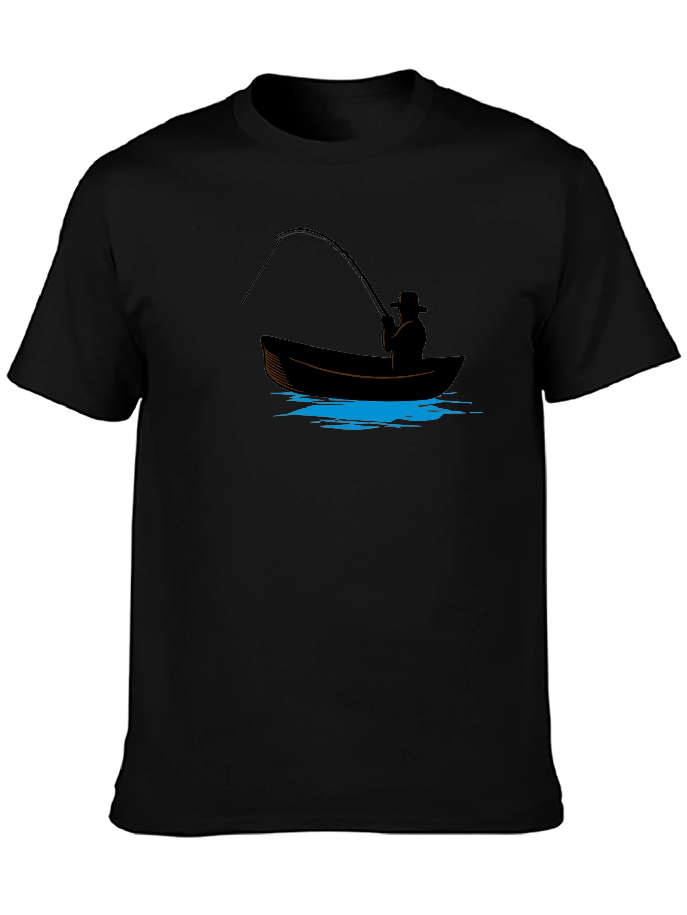Fisherman Graphic Tee - Black Cotton Blend Shirt