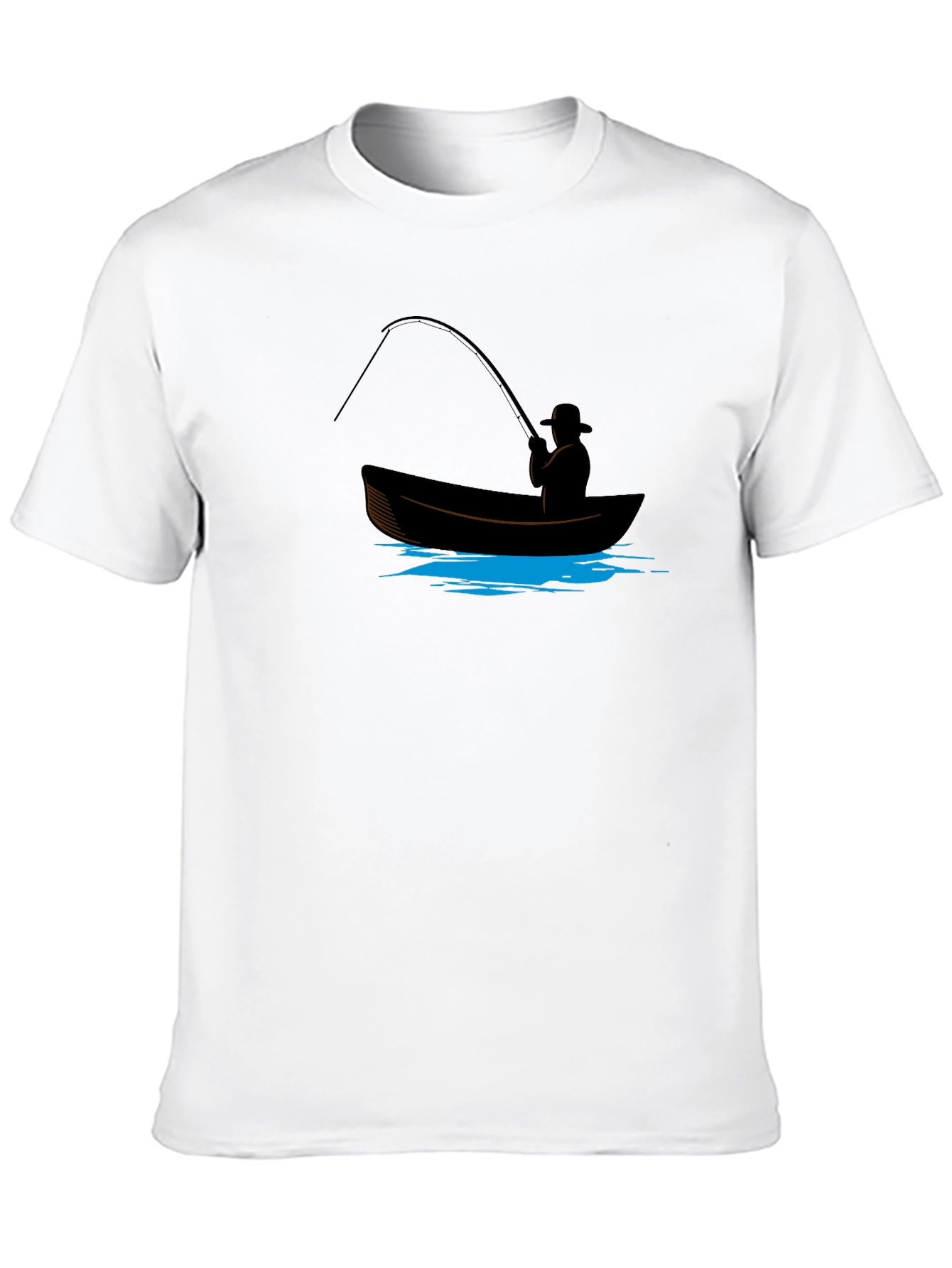 Fisherman Graphic Tee - Black Cotton Blend Shirt