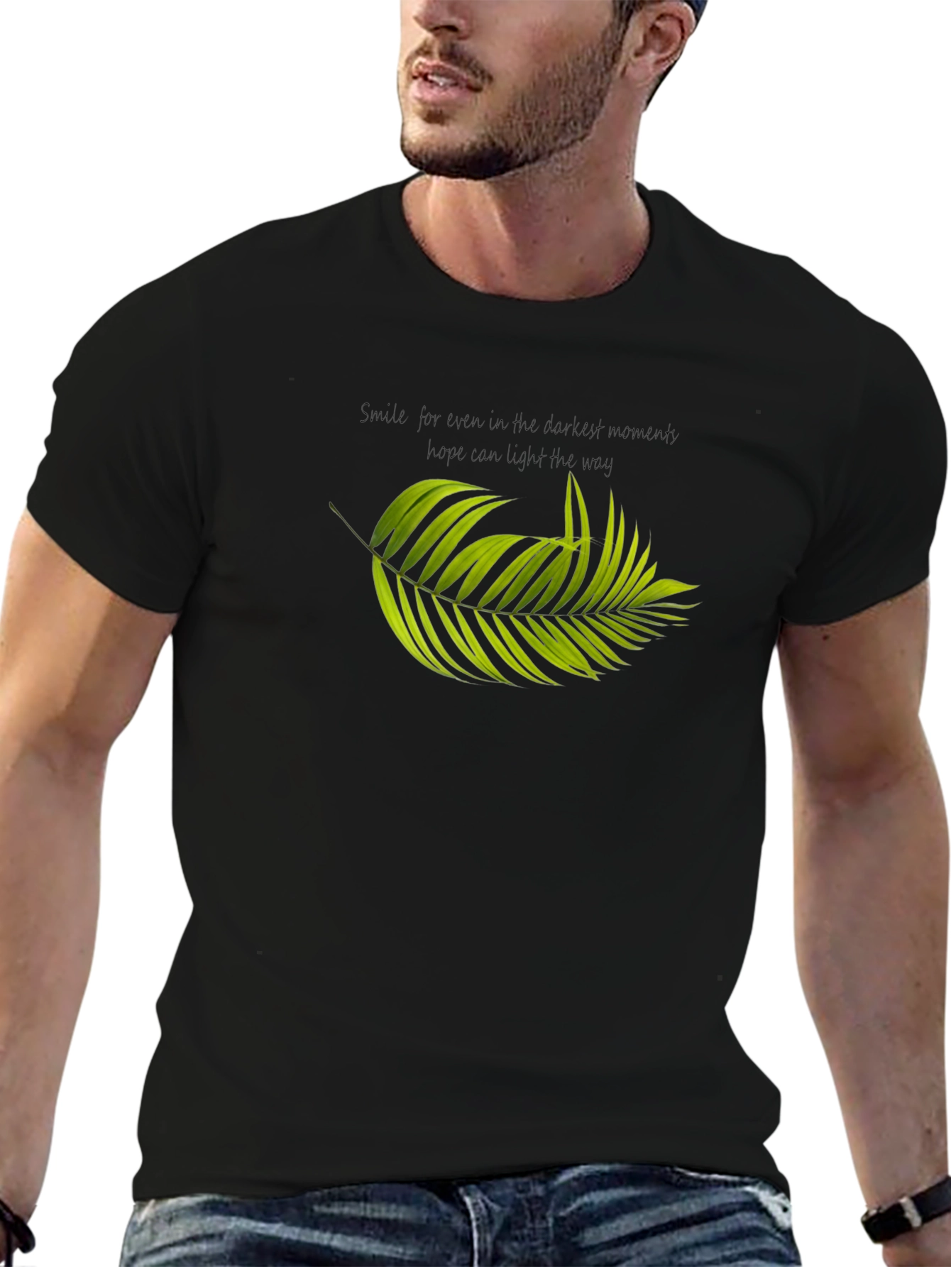 Palm Leaf Graphic Black T-Shirt