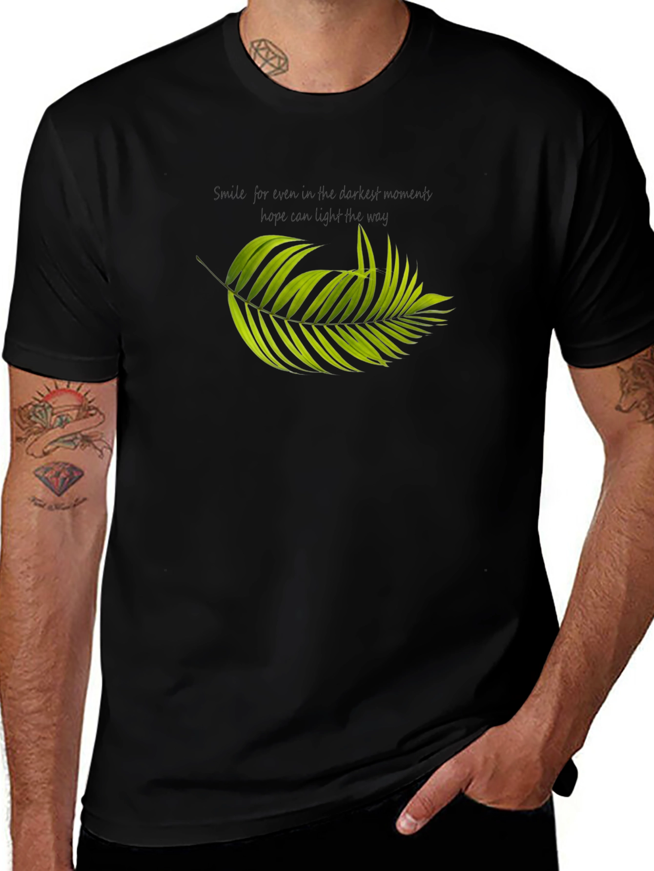 Palm Leaf Graphic Black T-Shirt