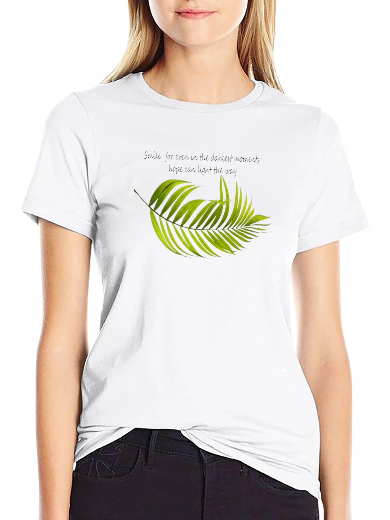 Palm Leaf Graphic Black T-Shirt