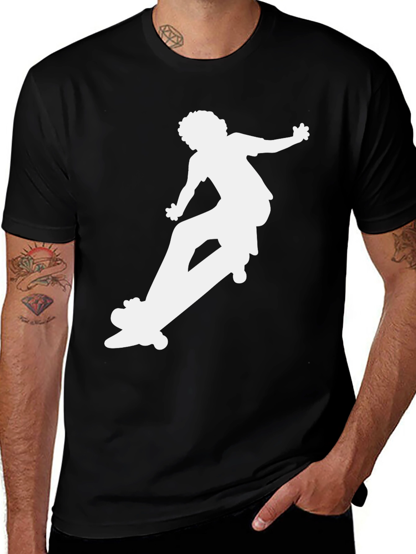 Skateboarder Graphic Tee - Cool Black T-Shirt