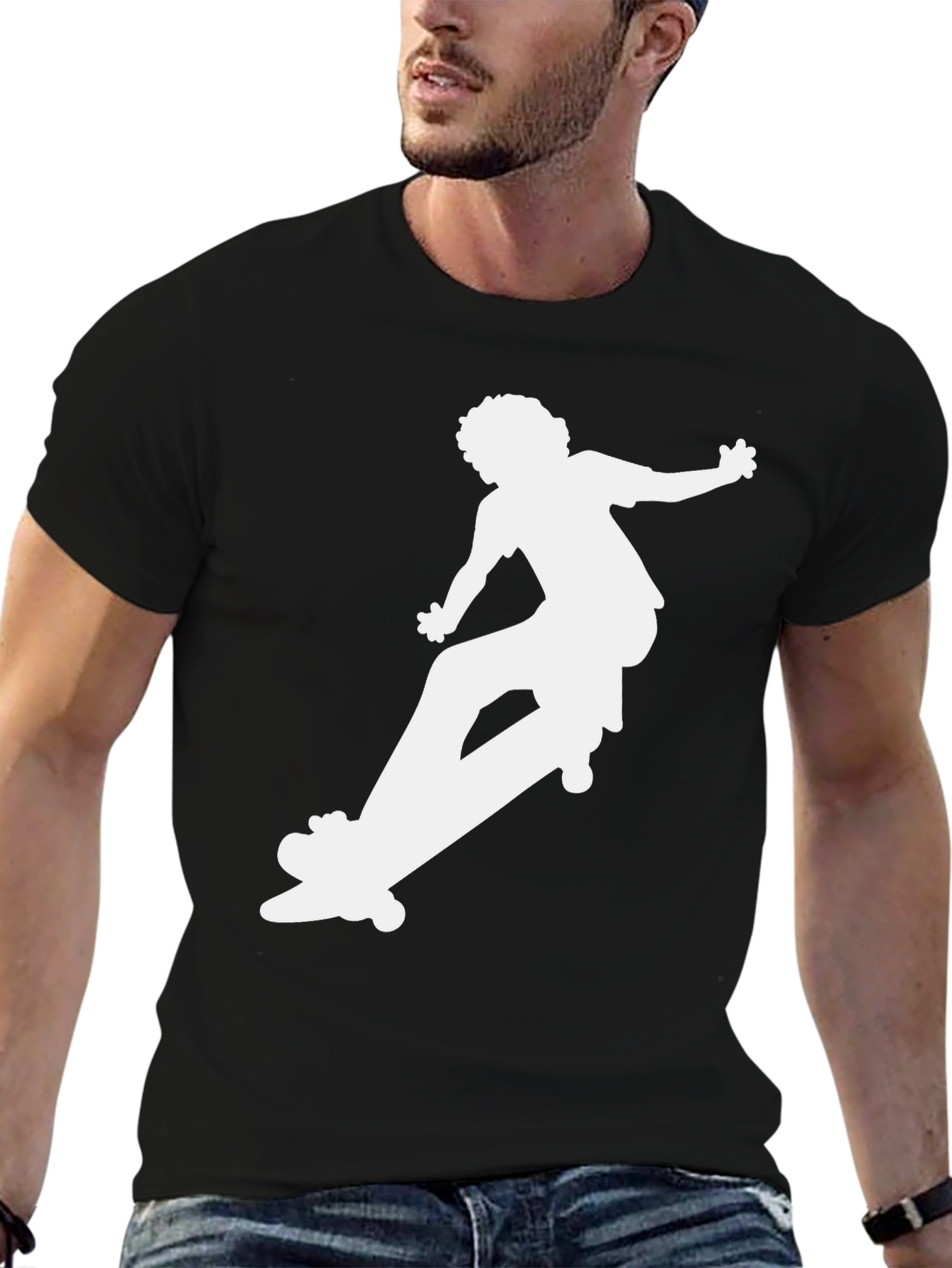 Skateboarder Graphic Tee - Cool Black T-Shirt