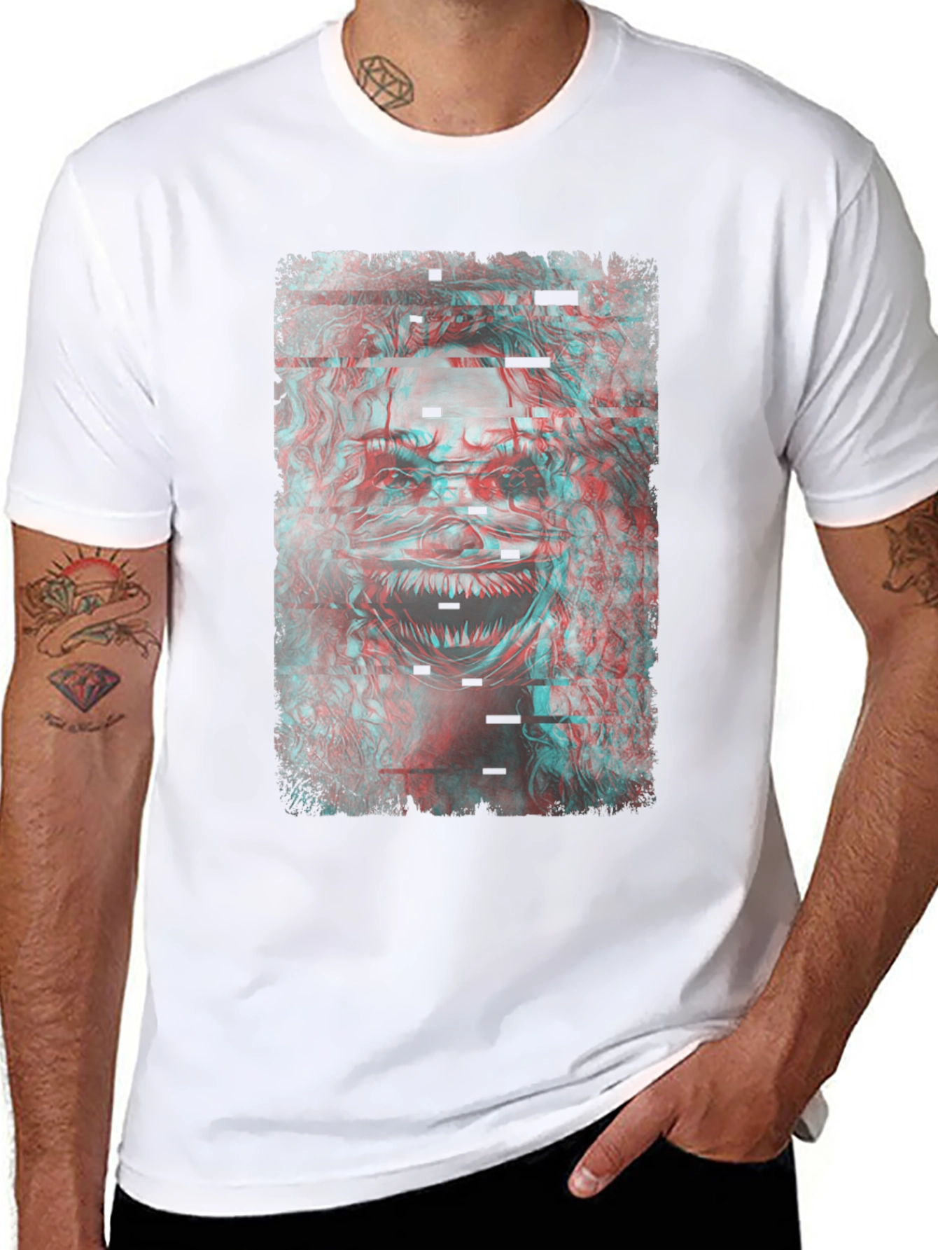 Glitch Monster Graphic Tee - Black Cotton T-Shirt