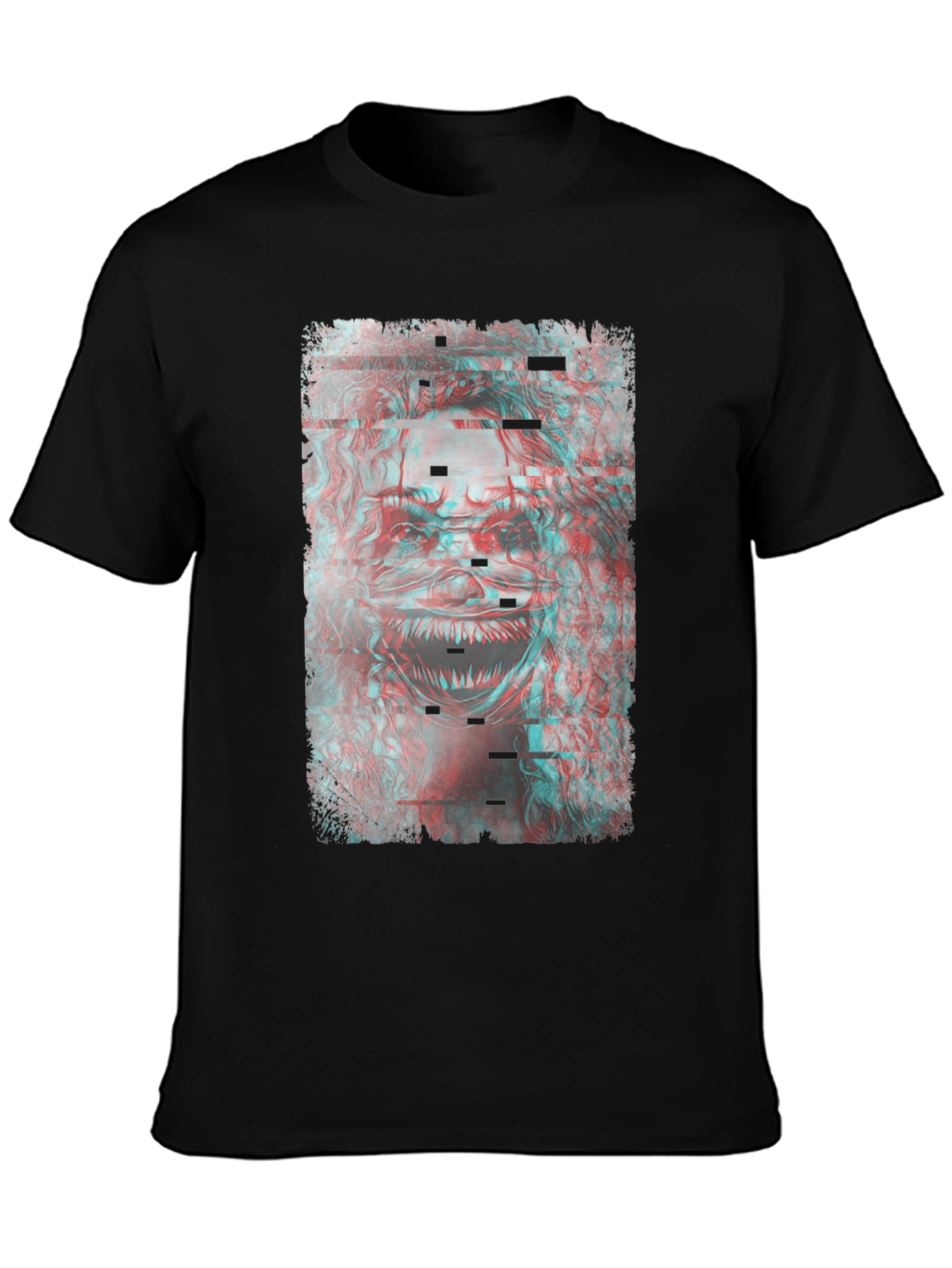 Glitch Monster Graphic Tee - Black Cotton T-Shirt