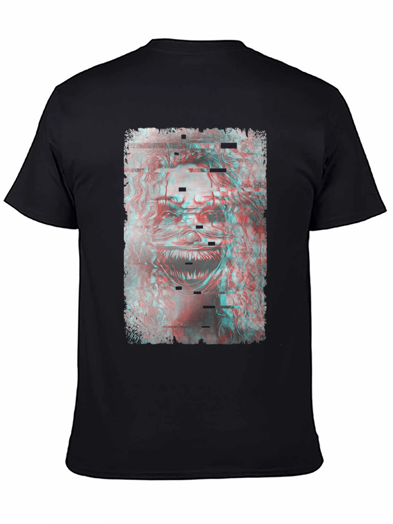 Glitch Monster Graphic Tee - Black Cotton T-Shirt