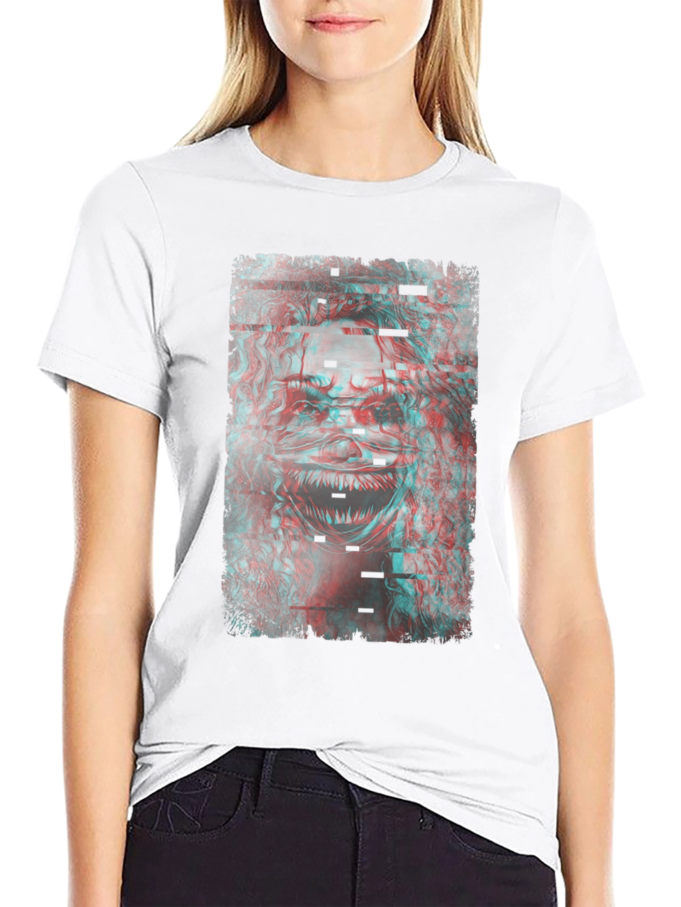 Glitch Monster Graphic Tee - Black Cotton T-Shirt