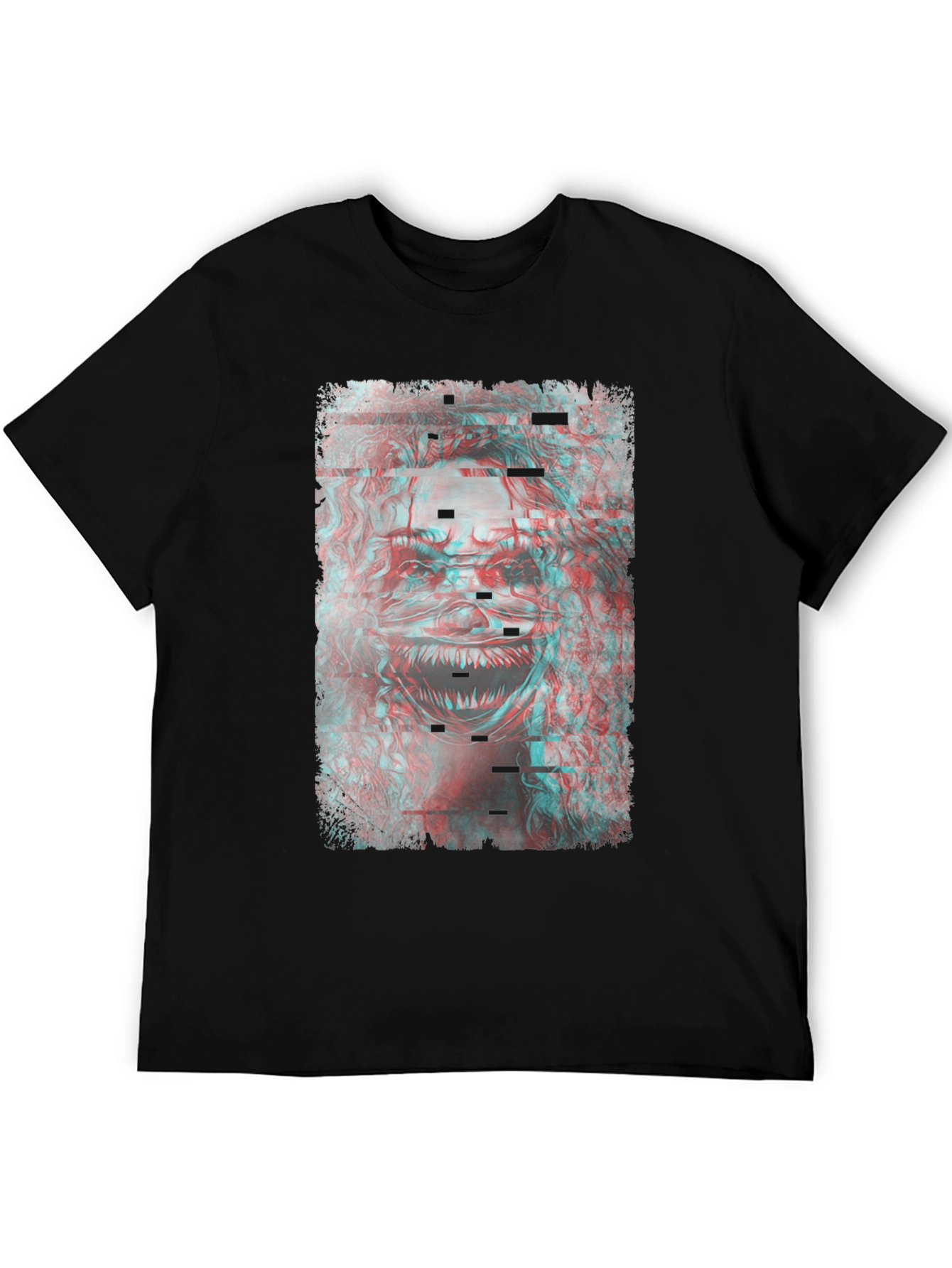 Glitch Monster Graphic Tee - Black Cotton T-Shirt