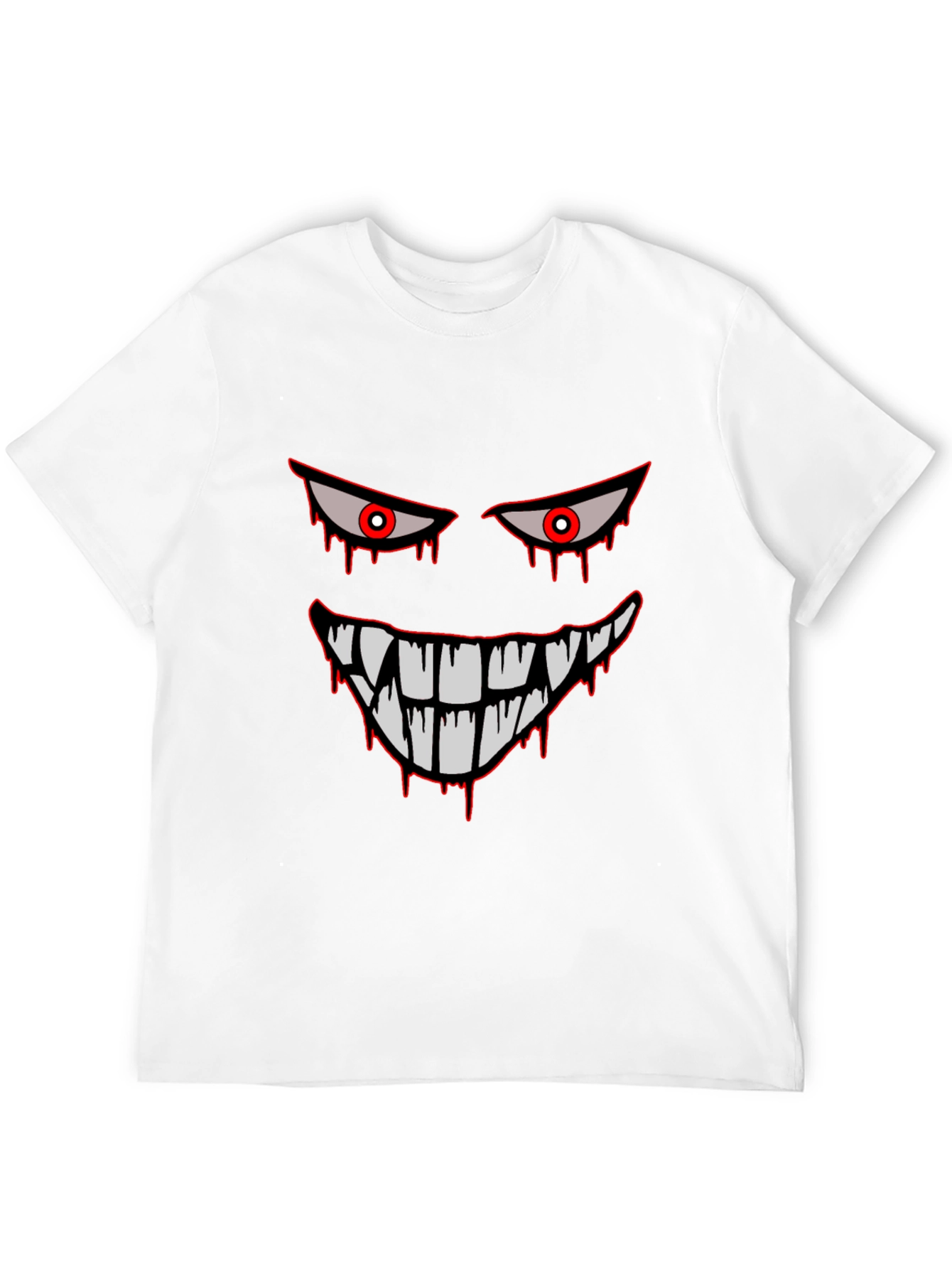 Mens Black Graphic Tee - Spooky Face Design