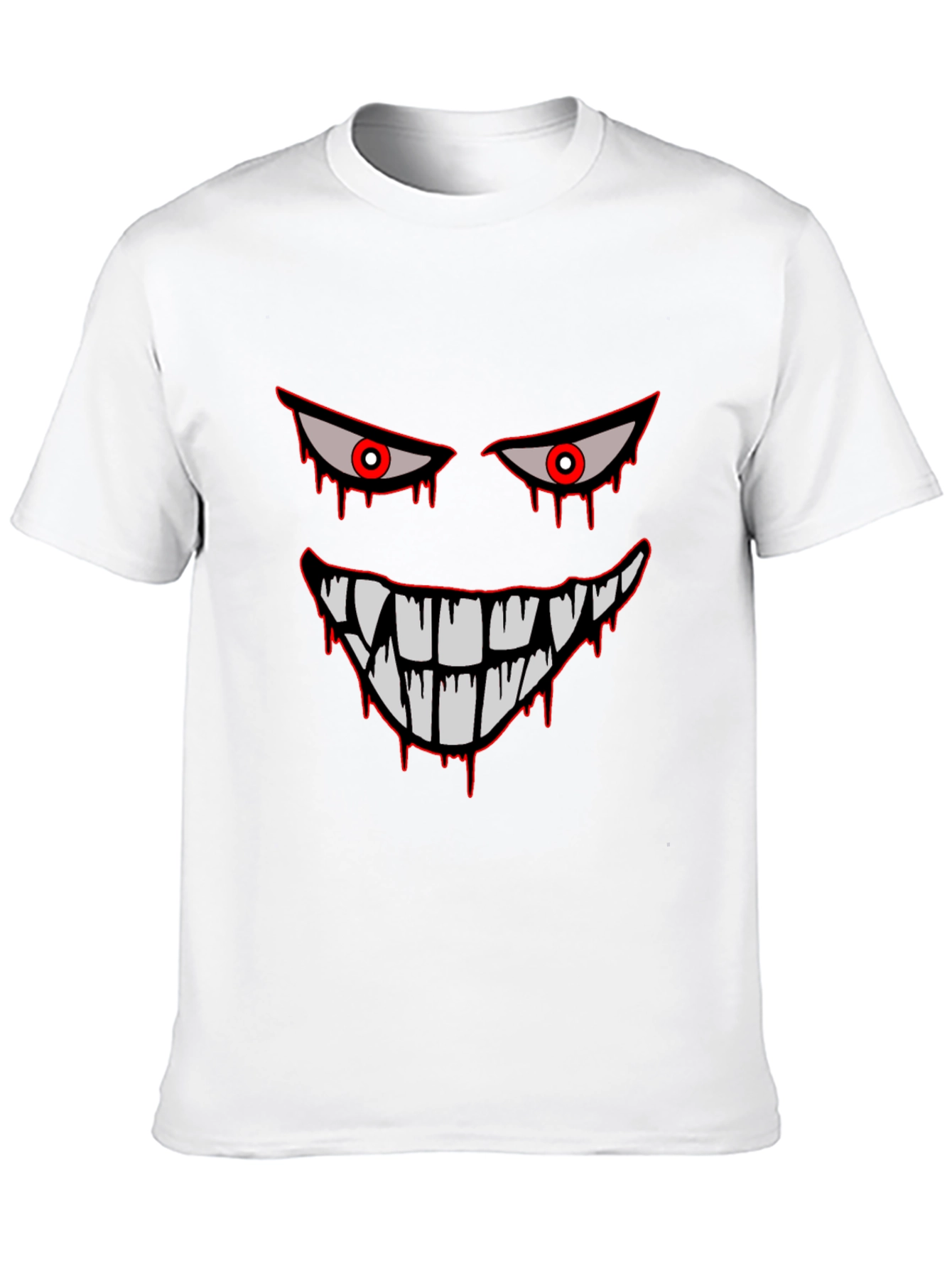 Mens Black Graphic Tee - Spooky Face Design