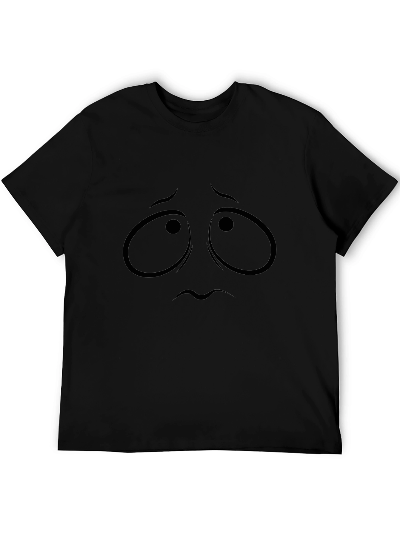 Sad Face Graphic Tee - Mens Black Cotton T-Shirt