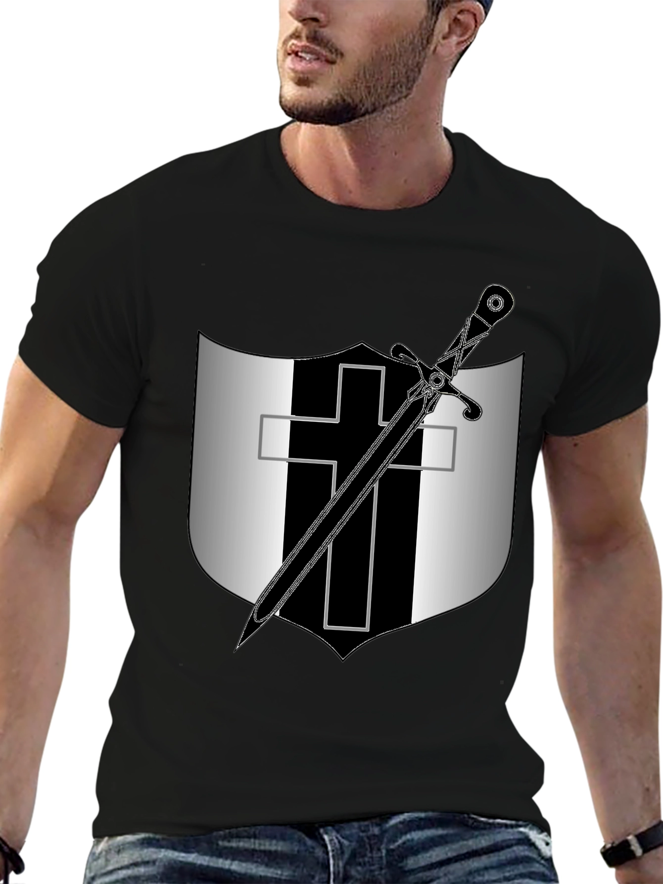 Knights Templar T-Shirt - Sword and Cross Design