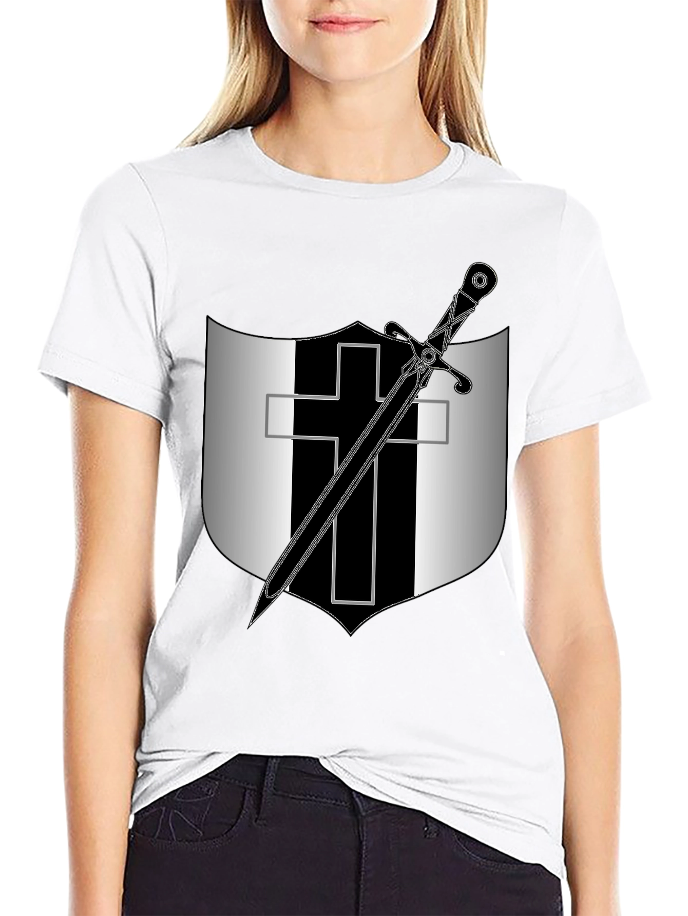 Knights Templar T-Shirt - Sword and Cross Design