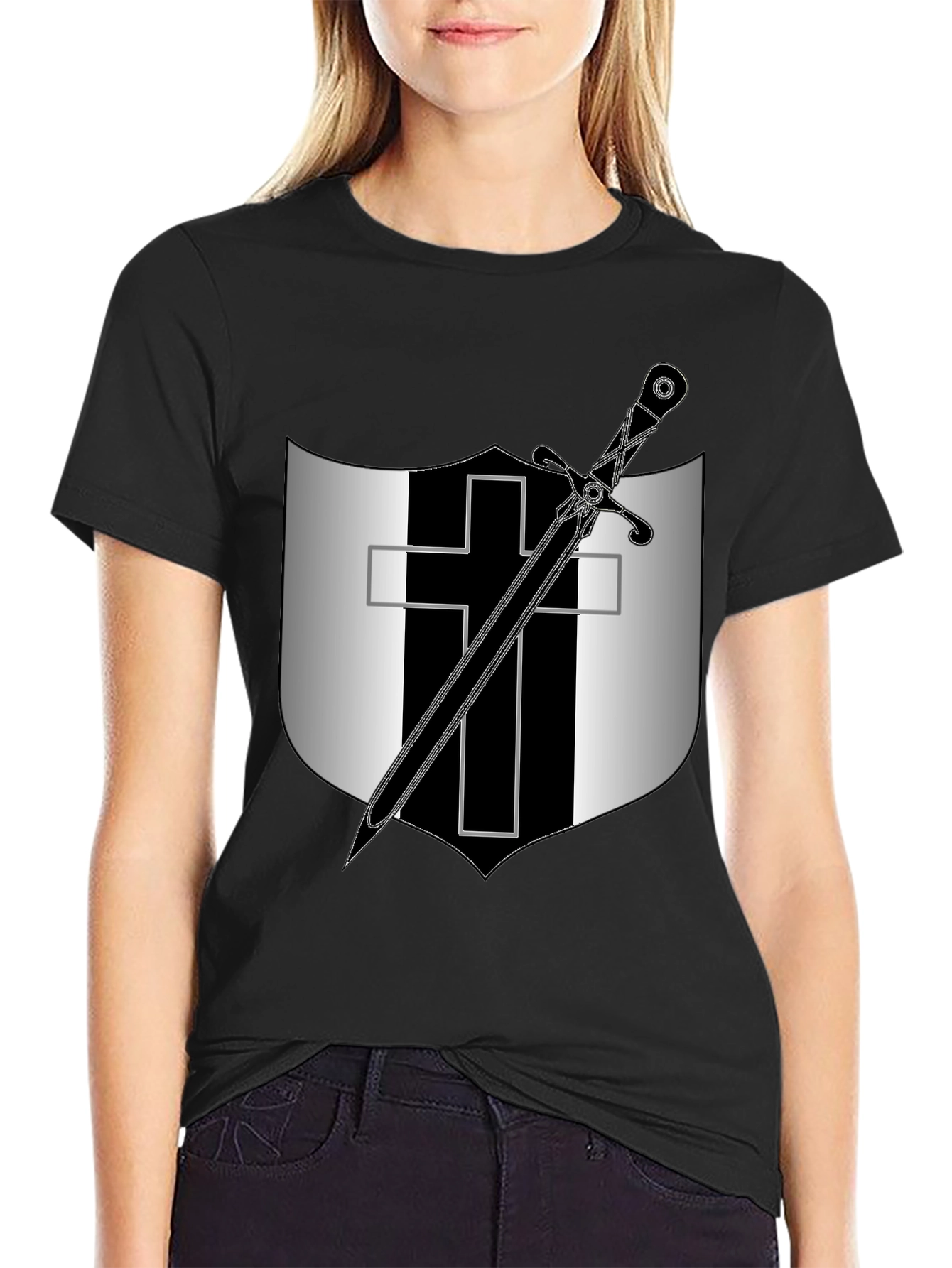 Knights Templar T-Shirt - Sword and Cross Design