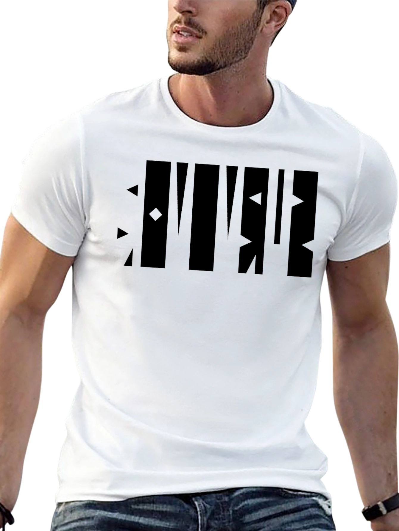 Modern Geometric Graphic Black T-Shirt