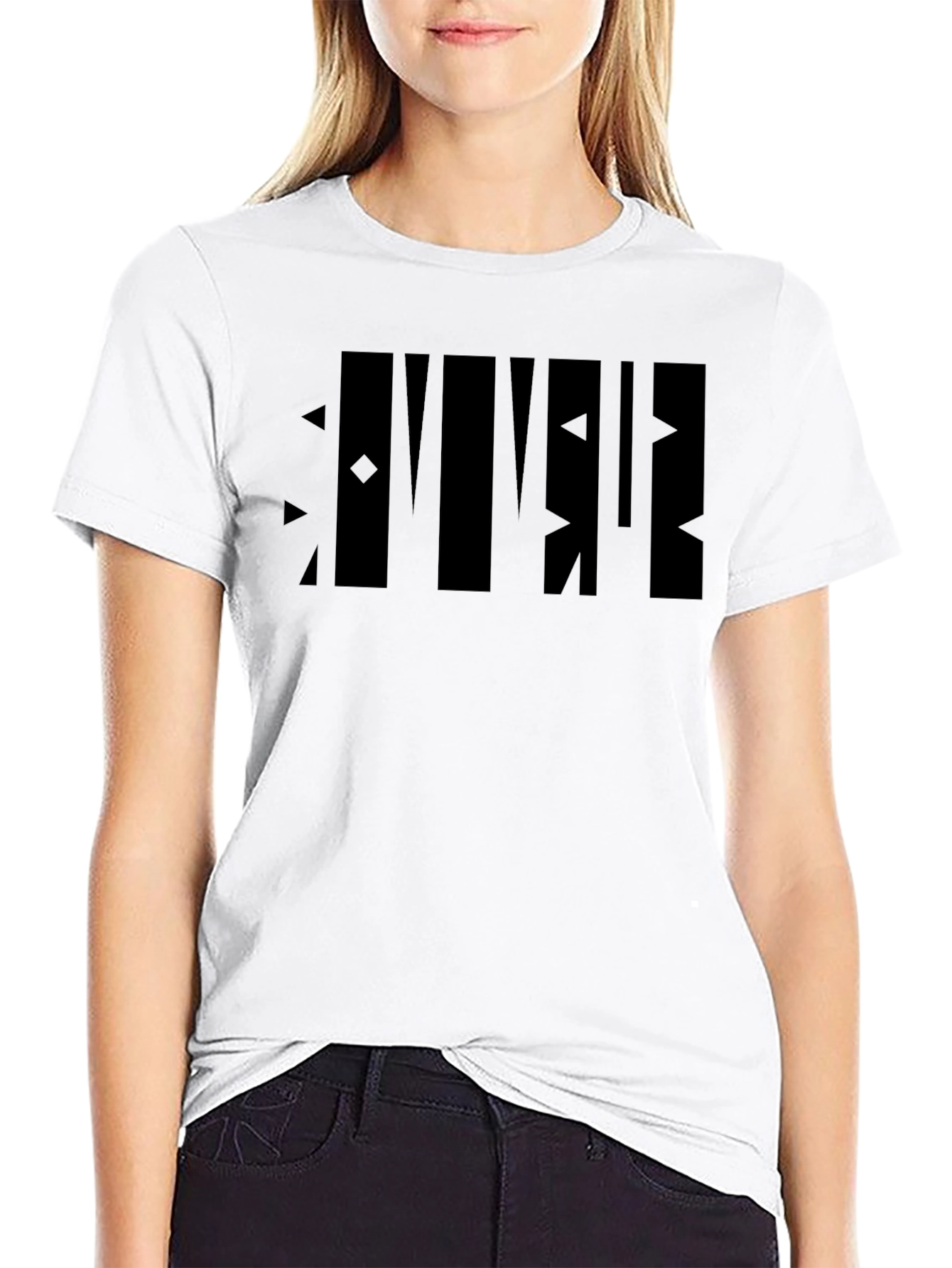 Modern Geometric Graphic Black T-Shirt