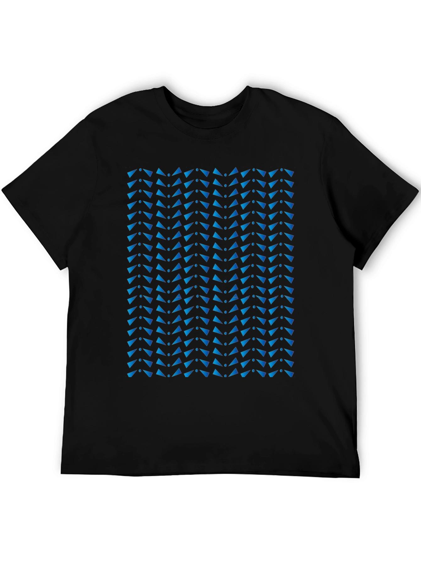 Stylish Black Tee with Blue Triangle Pattern