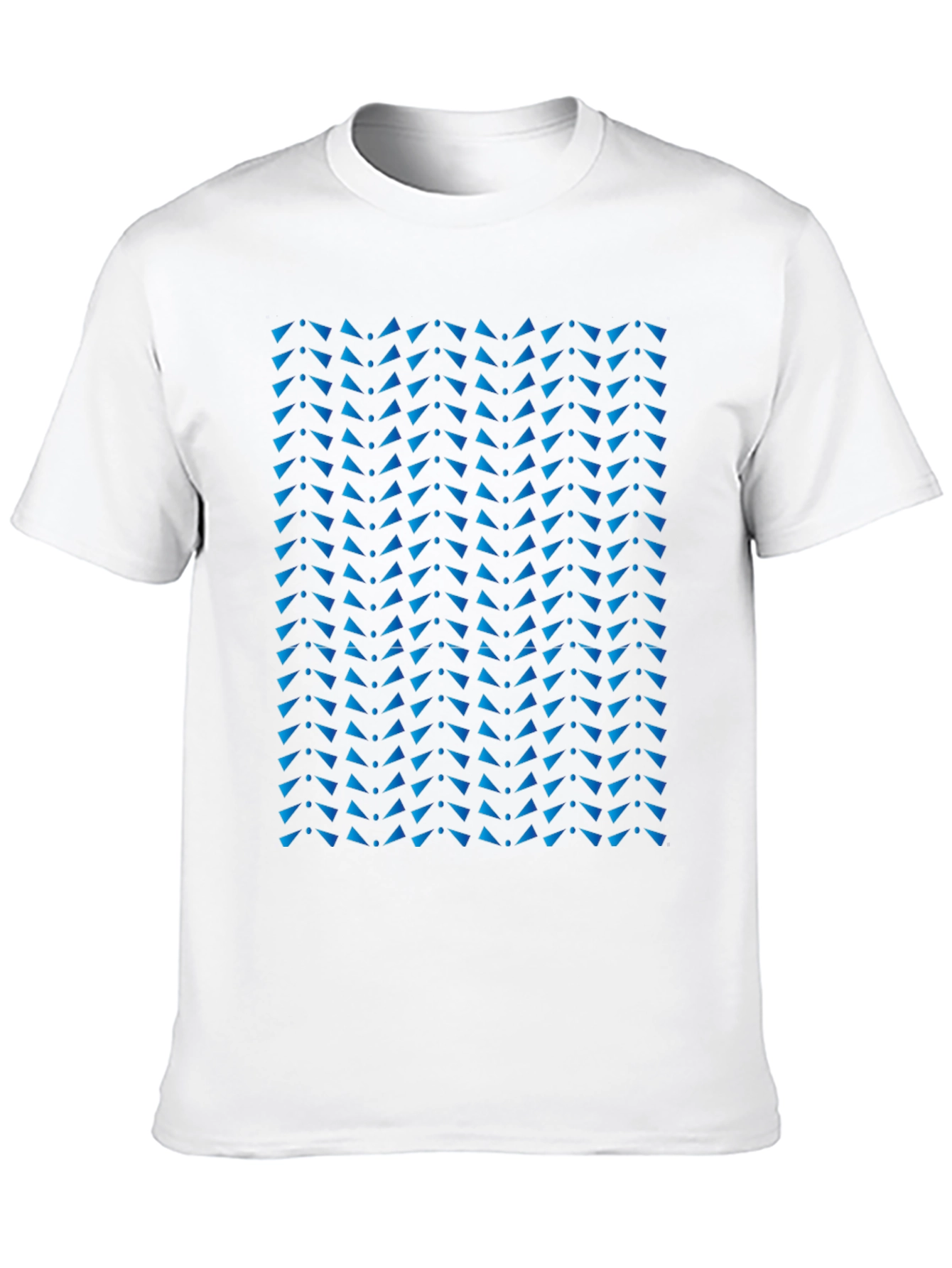 Stylish Black Tee with Blue Triangle Pattern