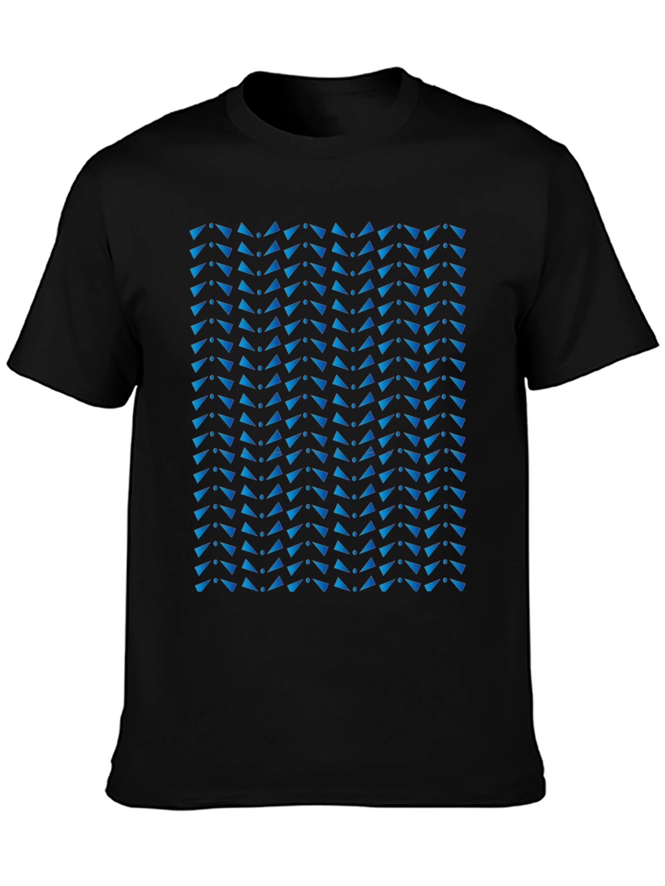 Stylish Black Tee with Blue Triangle Pattern