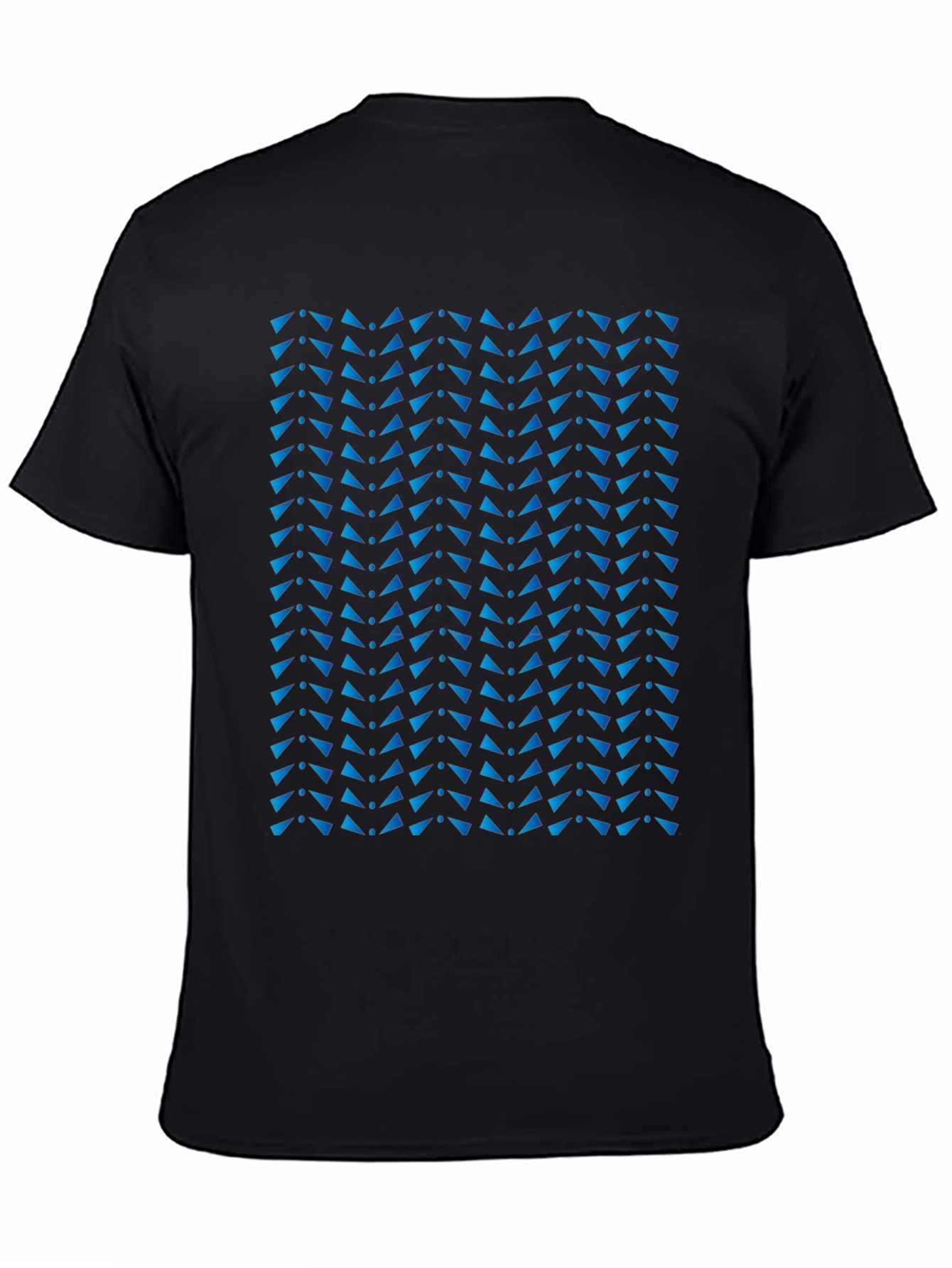 Stylish Black Tee with Blue Triangle Pattern