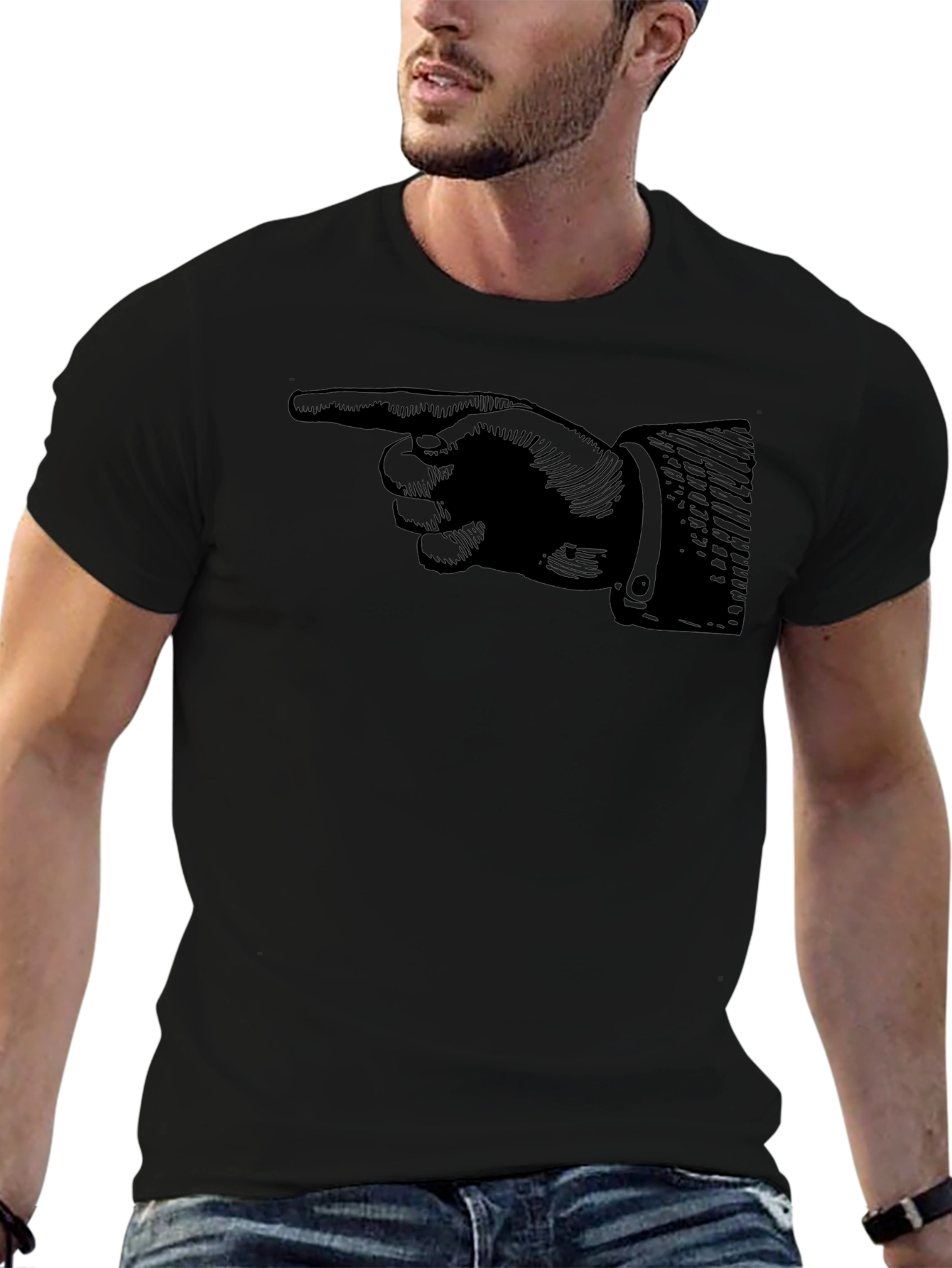 Pointing Finger Graphic Tee - Classic Black