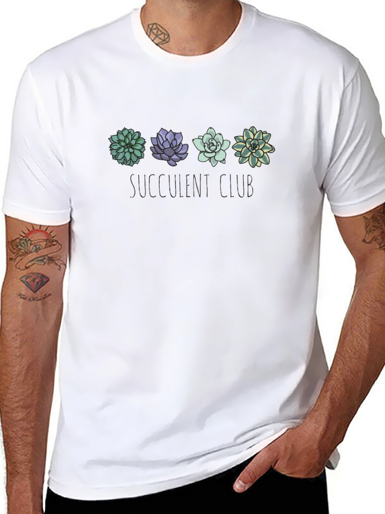 Succulent Squad Graphic Tee - Black Cotton Shirt