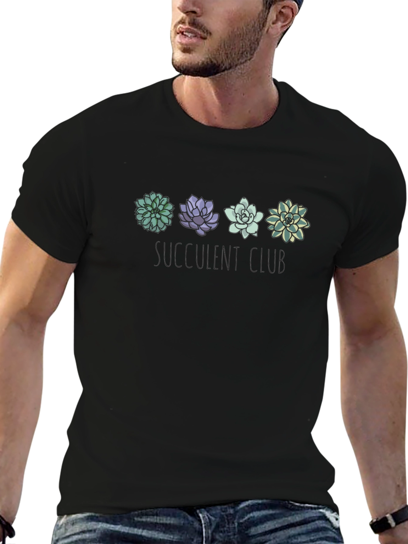 Succulent Squad Graphic Tee - Black Cotton Shirt