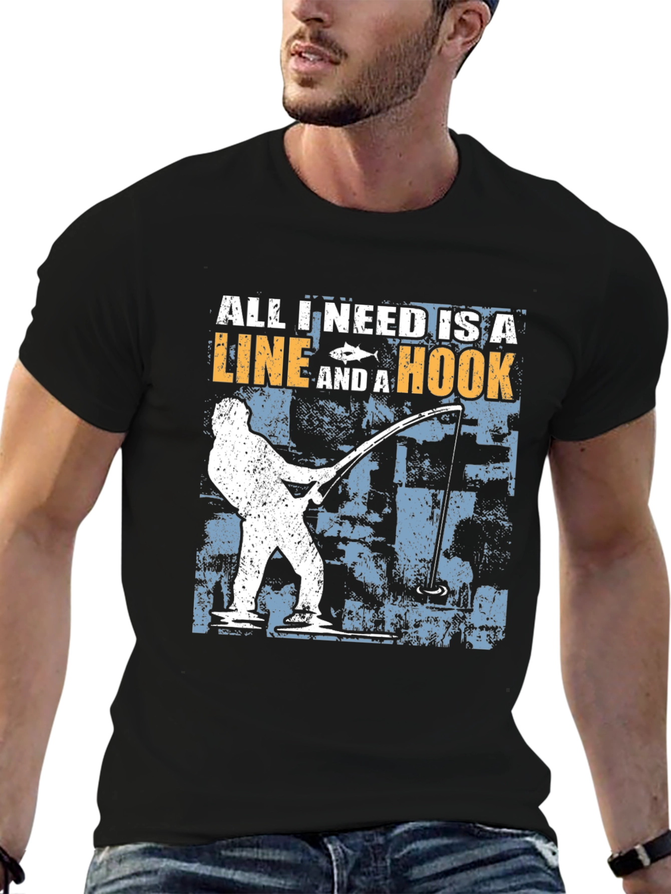 Fishing Line and Hook Graphic Tee