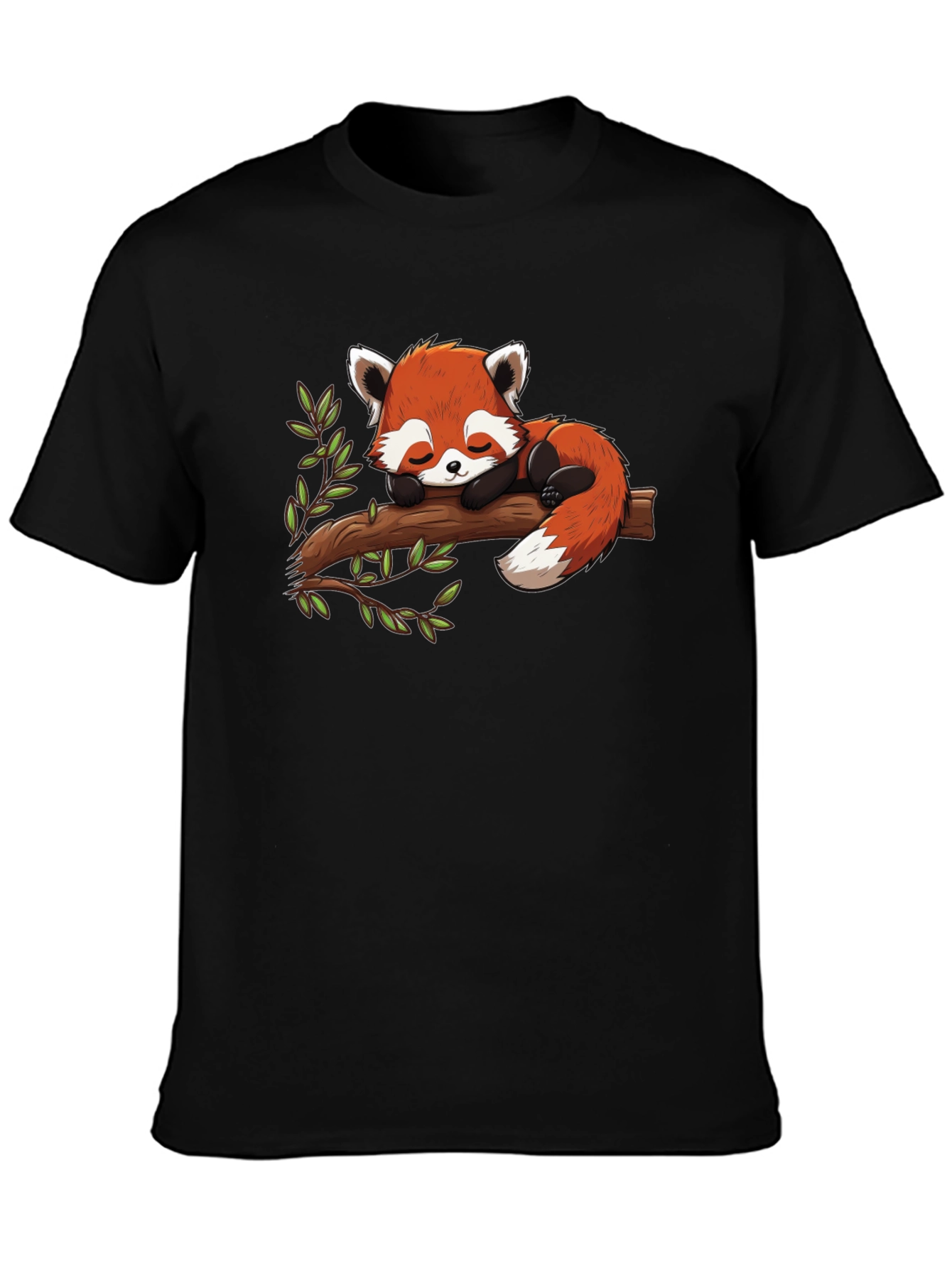 Cute Red Panda Napping on Branch Graphic Tee