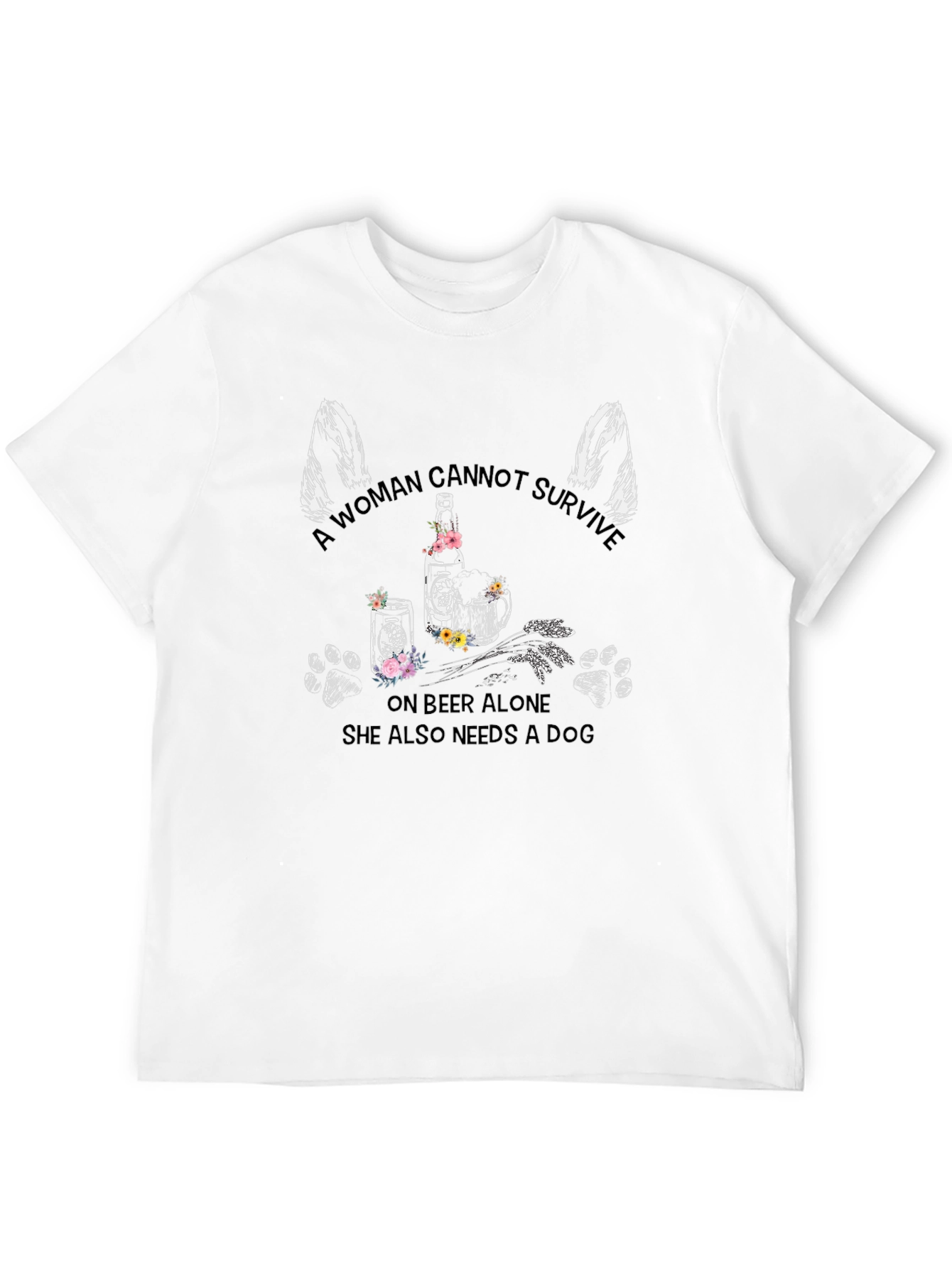 Woman Beer and Dog Graphic Tee