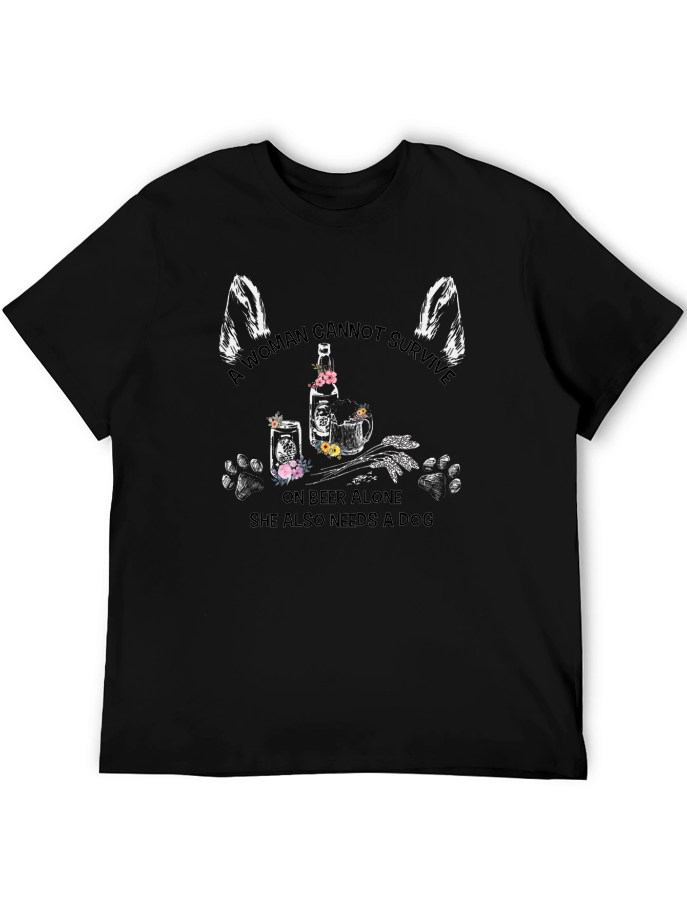 Woman Beer and Dog Graphic Tee