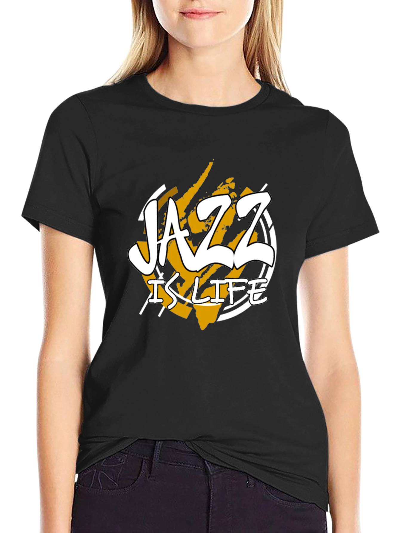 Jazz Is Life Graphic T-Shirt - Black