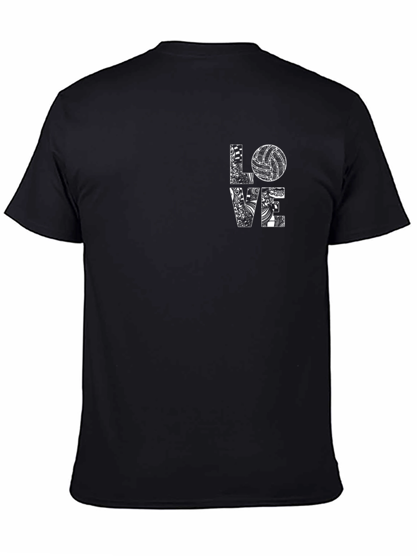 Volleyball Love Graphic Tee - Black Cotton T-Shirt
