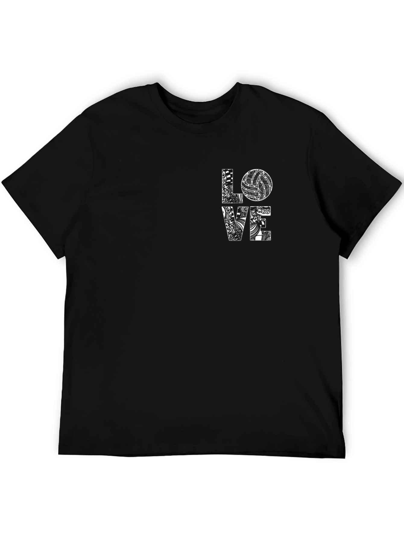 Volleyball Love Graphic Tee - Black Cotton T-Shirt