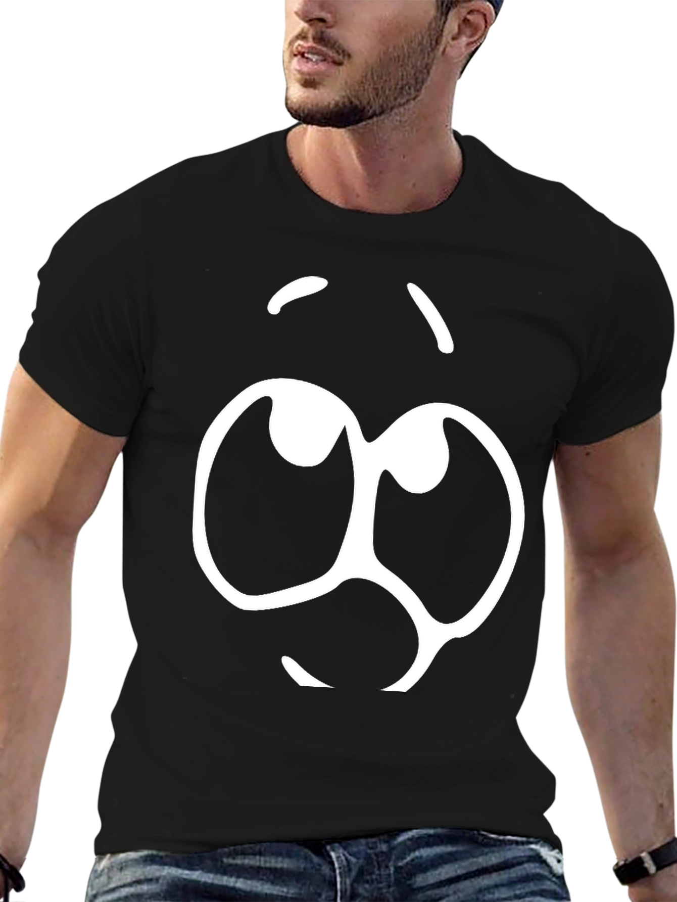 Cartoon Face Graphic Black T-Shirt