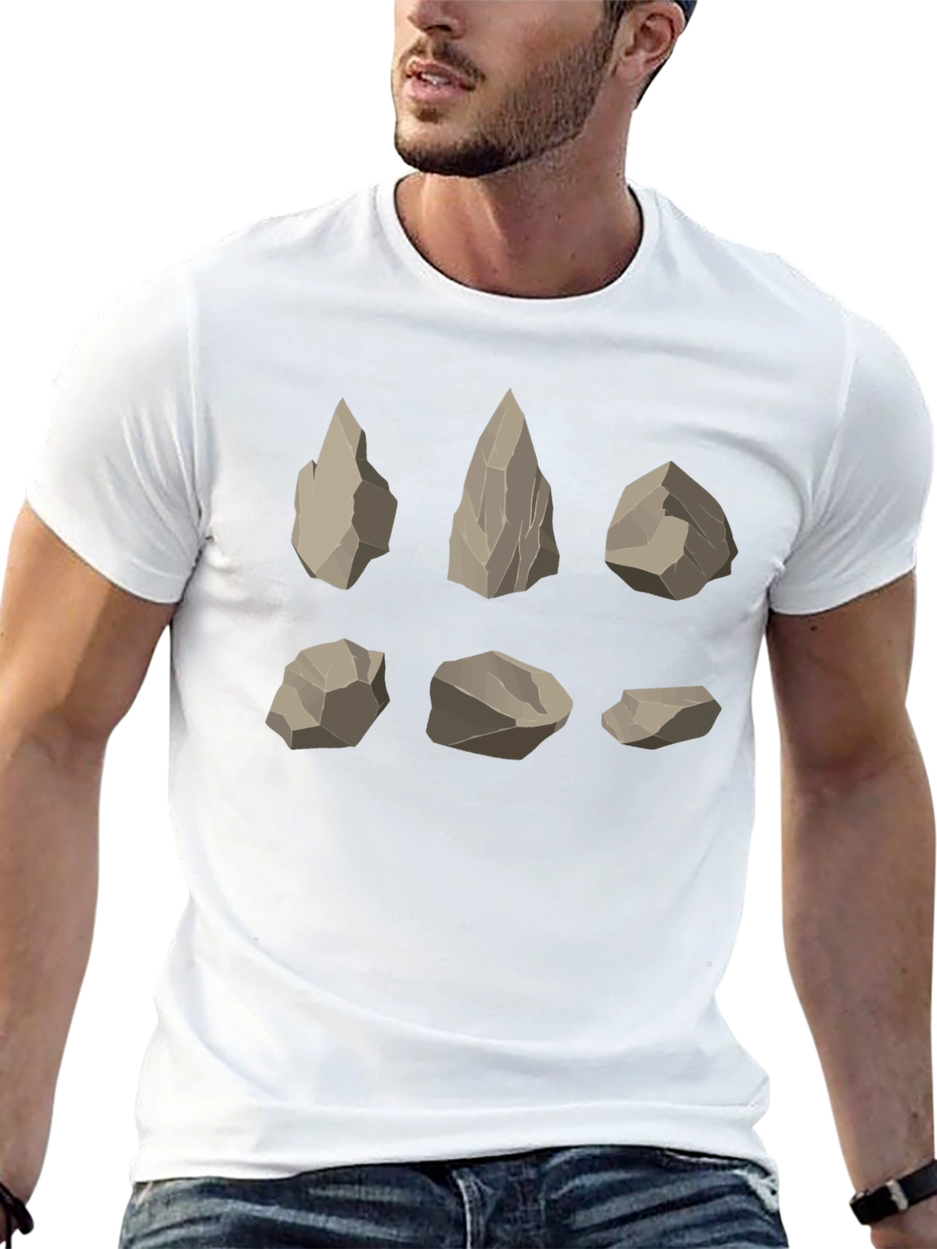 Geometric Rock Formation Graphic Tee - Black