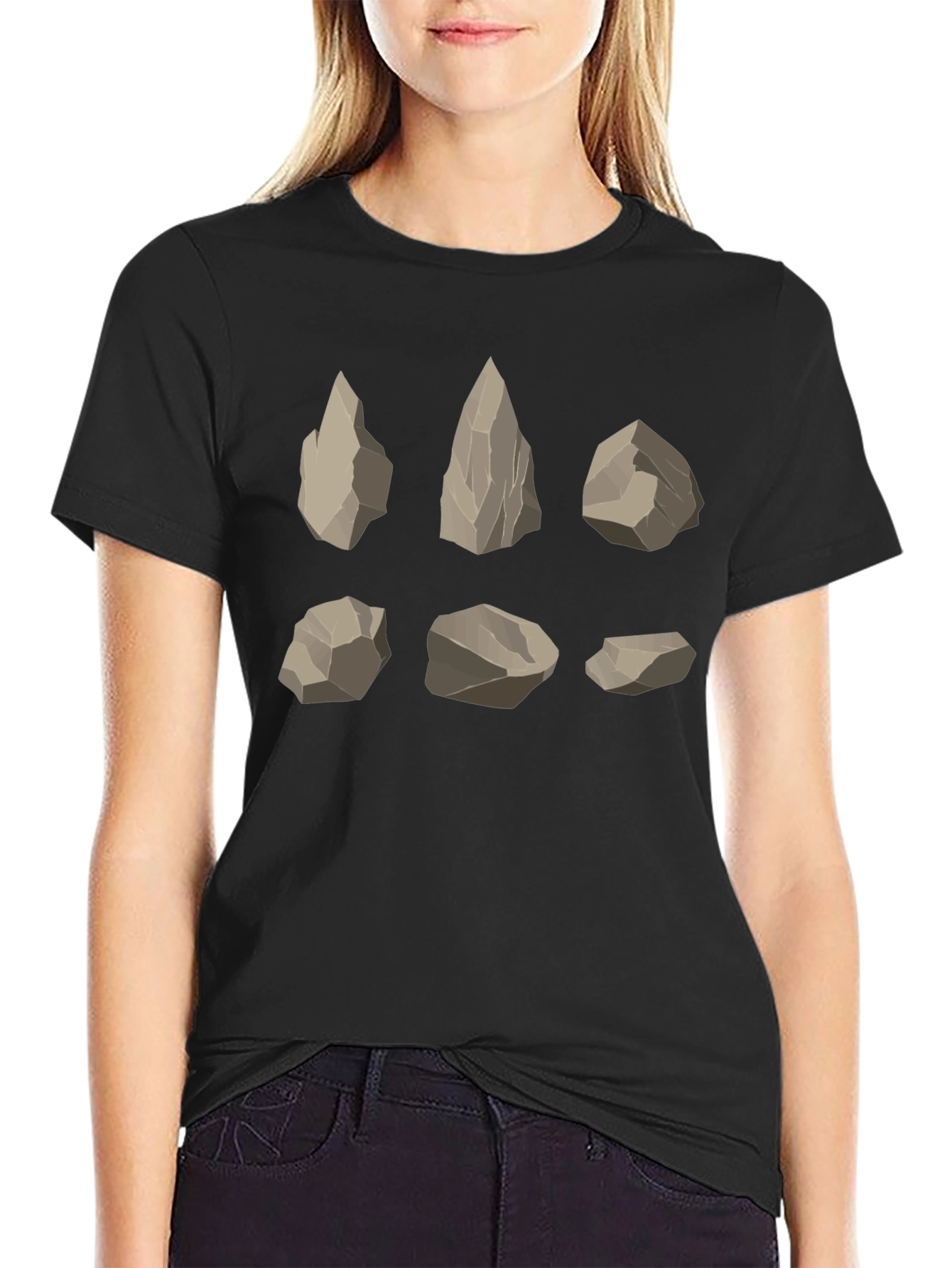 Geometric Rock Formation Graphic Tee - Black