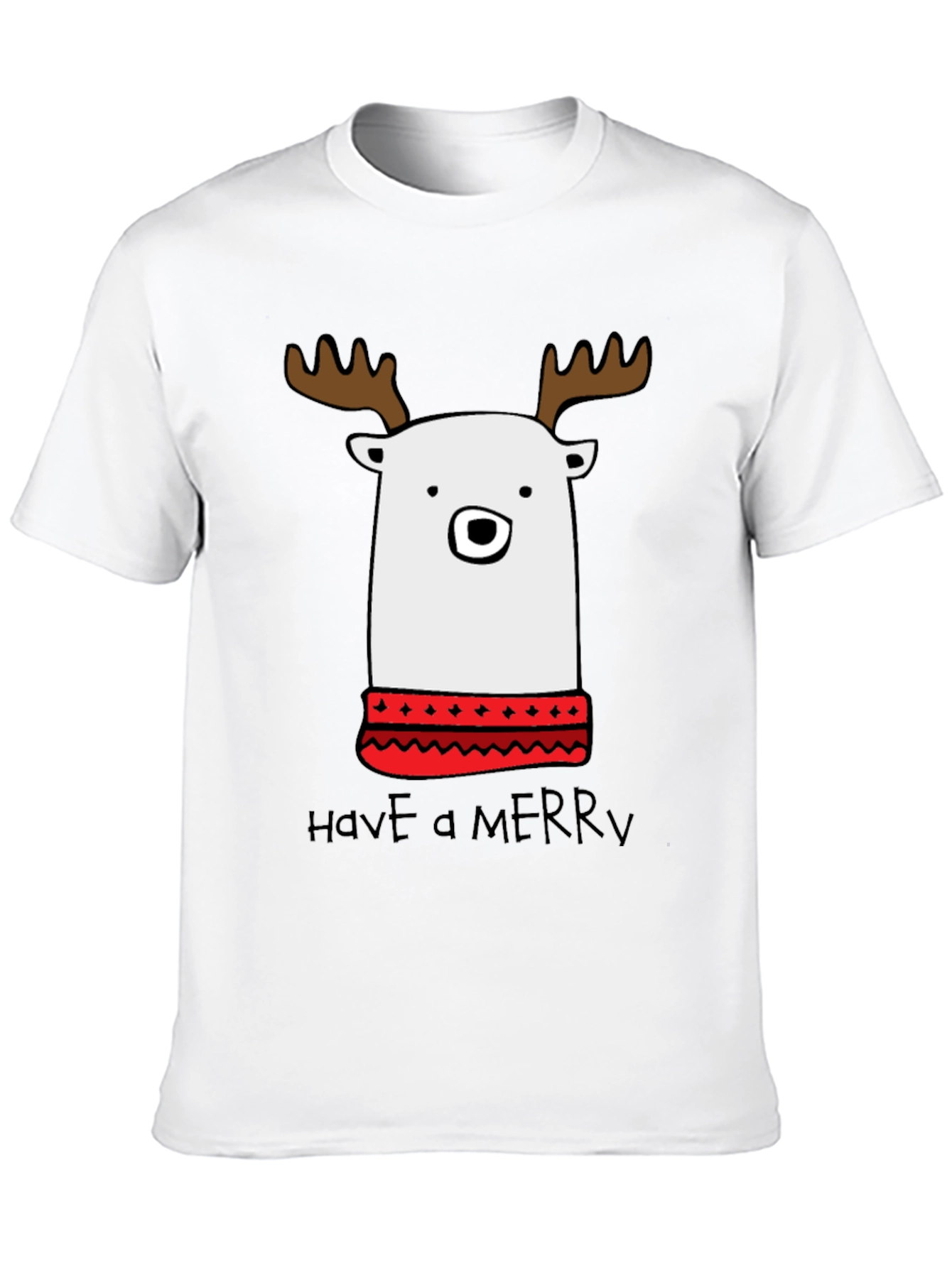 Festive Reindeer Bear T-Shirt - Merry Christmas Holiday Tee