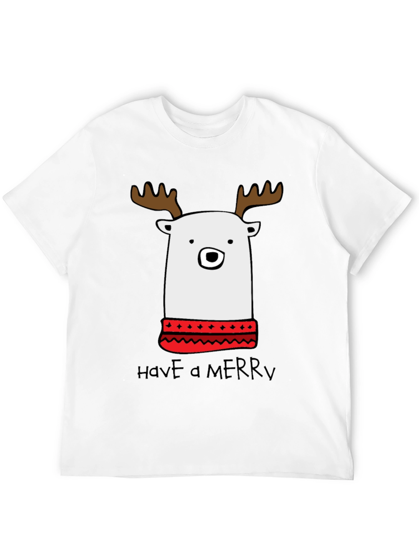 Festive Reindeer Bear T-Shirt - Merry Christmas Holiday Tee