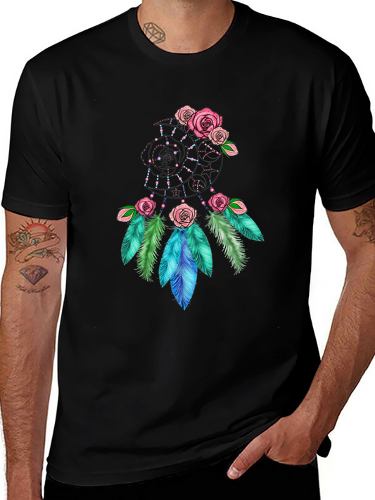 Dreamcatcher Rose Graphic Black T-Shirt
