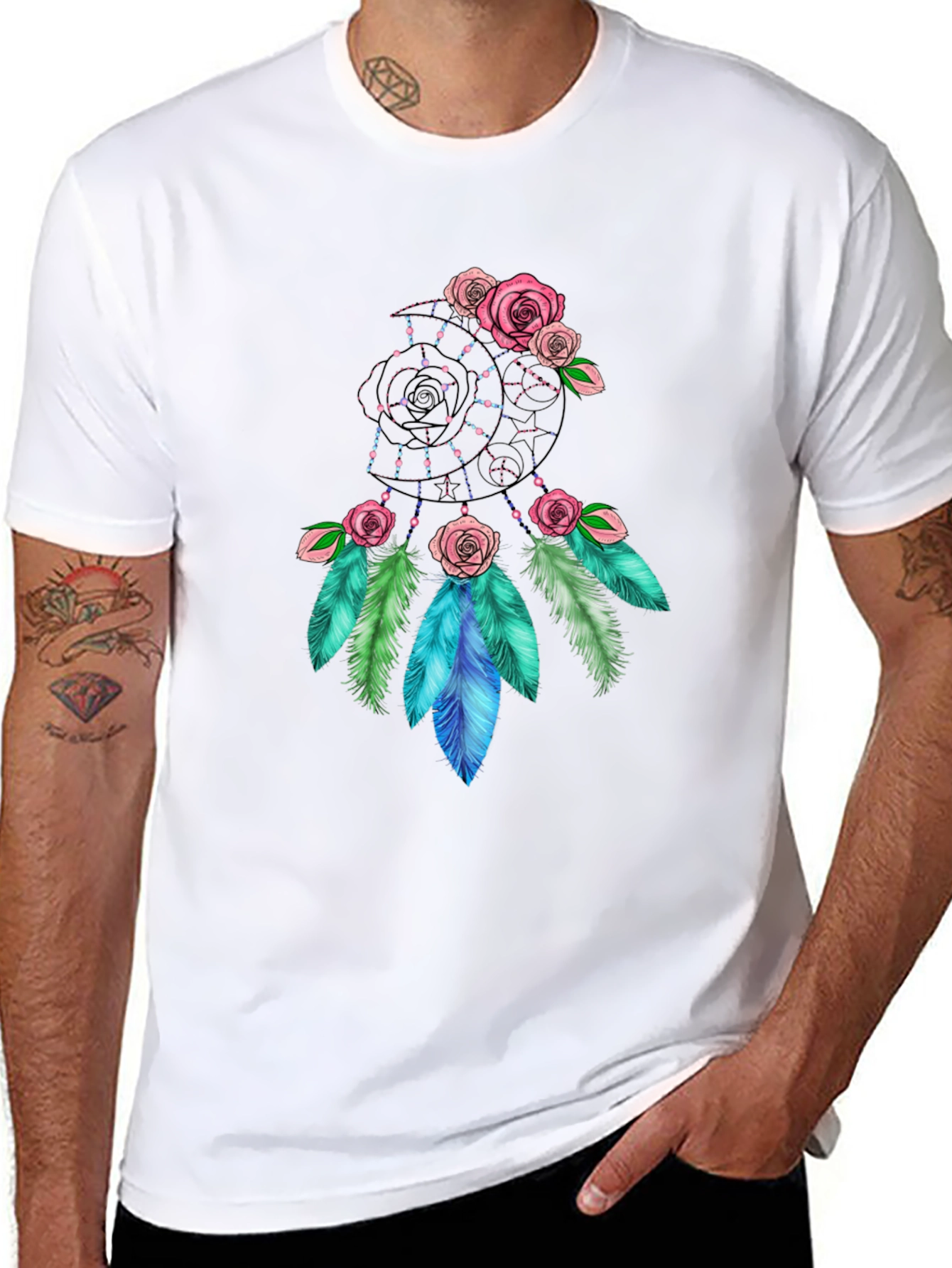 Dreamcatcher Rose Graphic Black T-Shirt