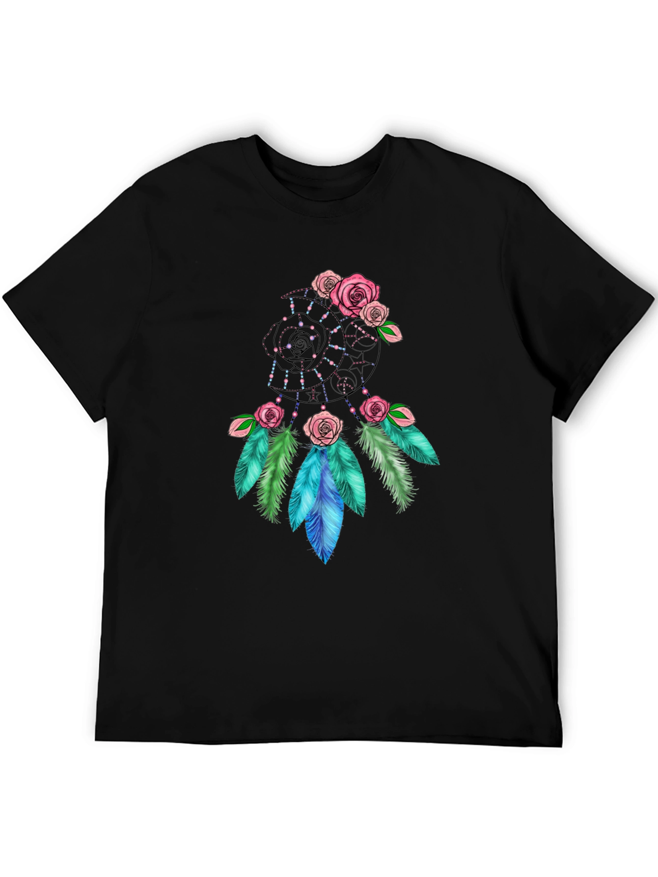 Dreamcatcher Rose Graphic Black T-Shirt