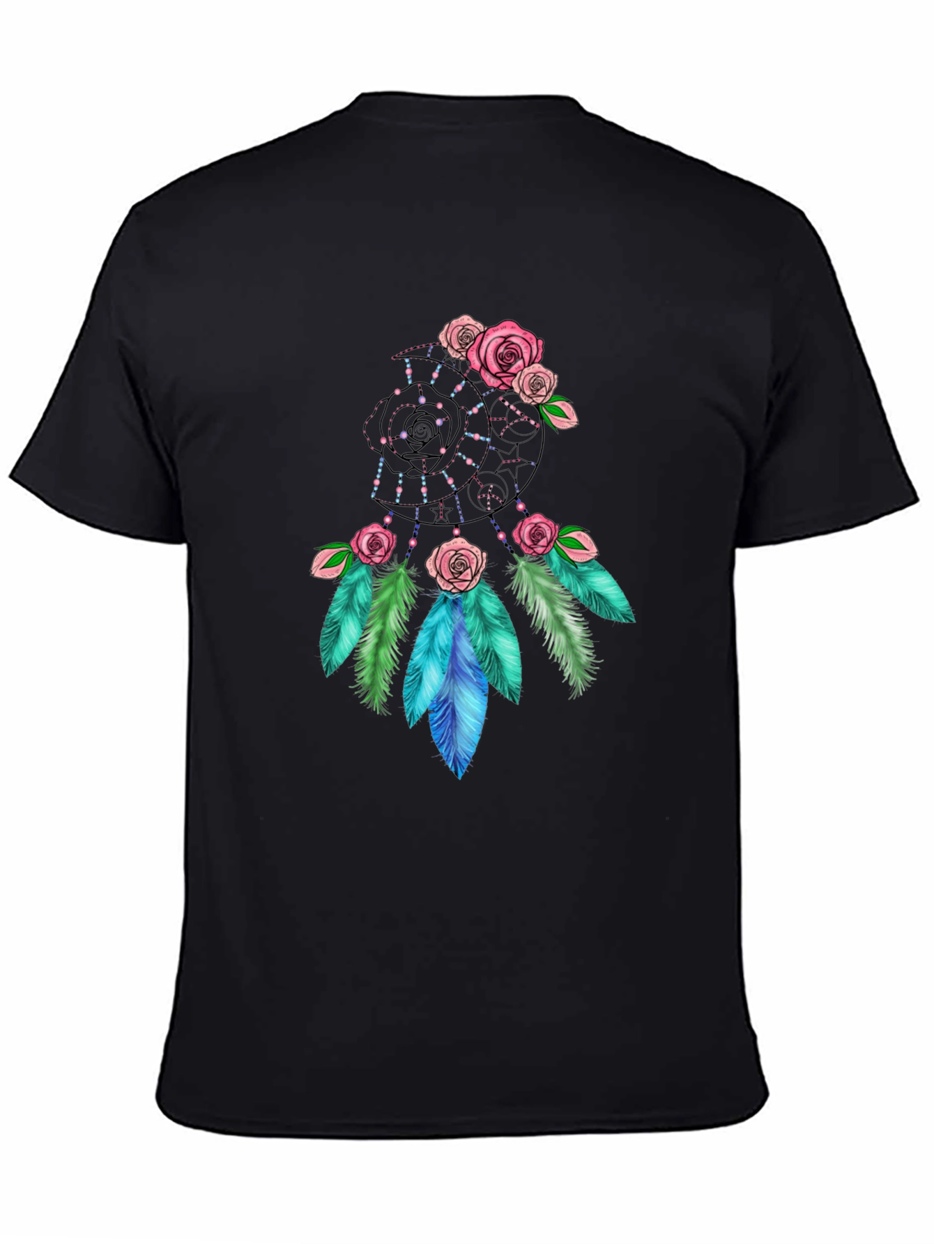 Dreamcatcher Rose Graphic Black T-Shirt