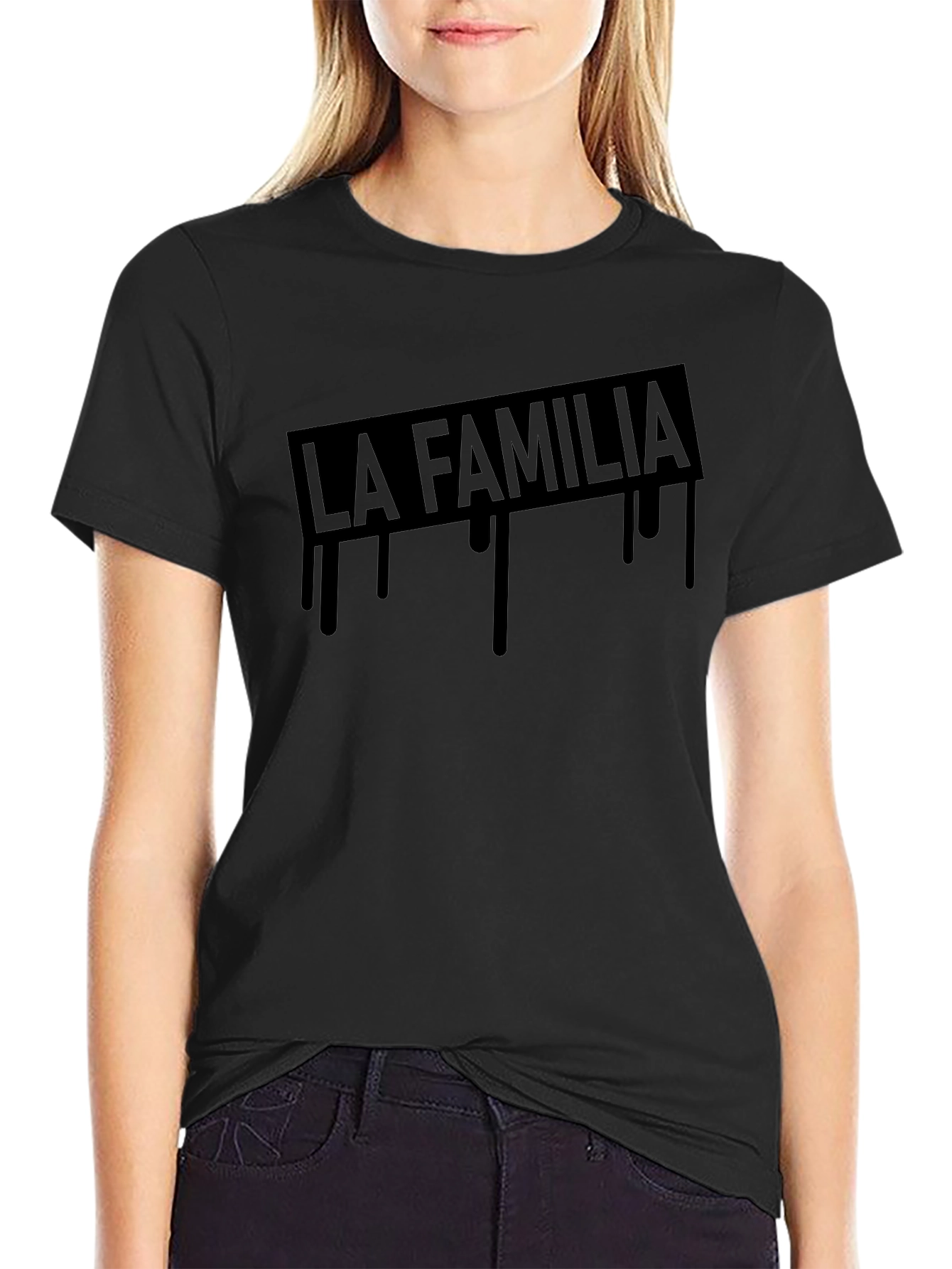 La Familia Graphic Print Black T-Shirt