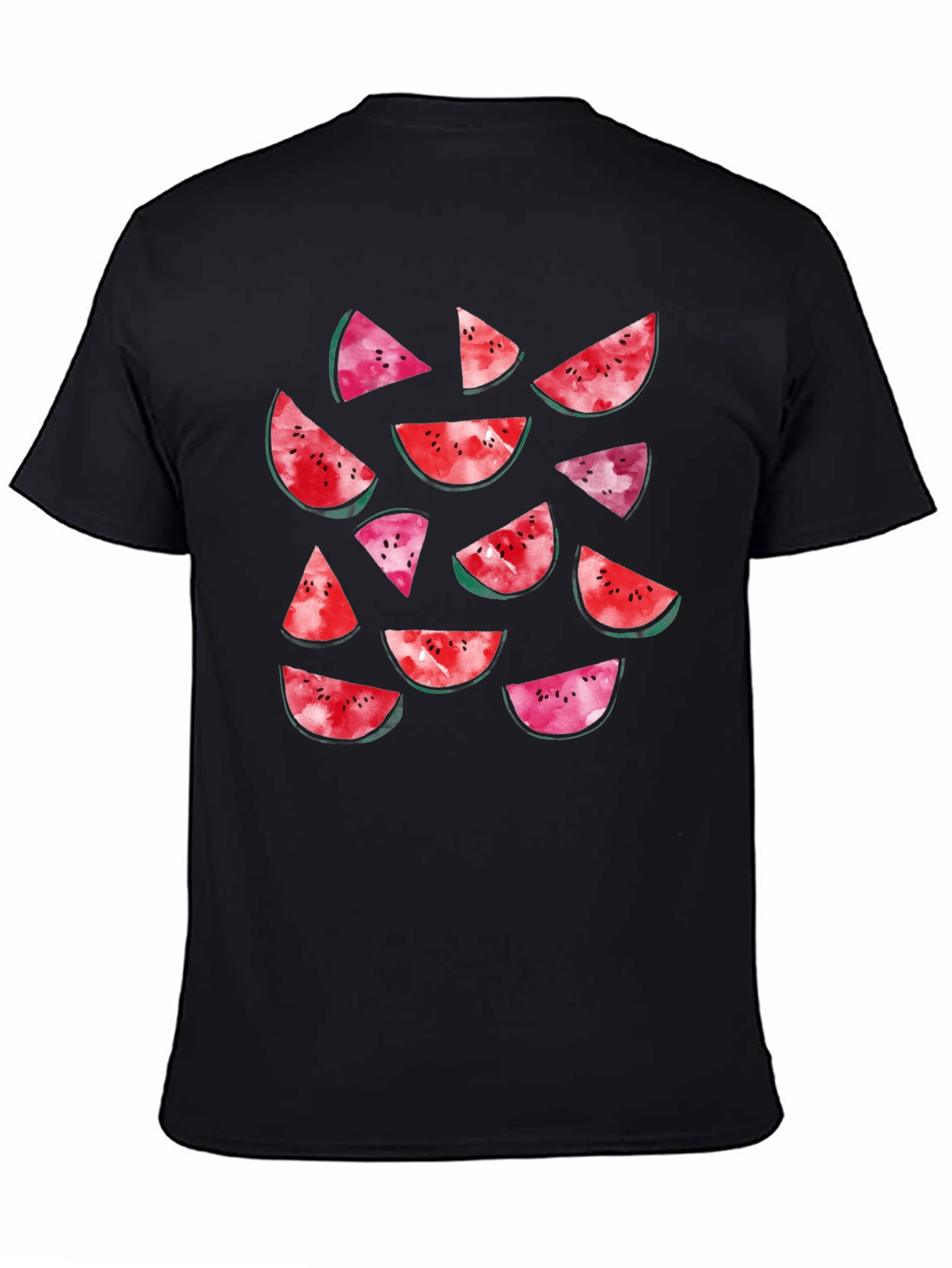 Watermelon Slice Print Black T-Shirt
