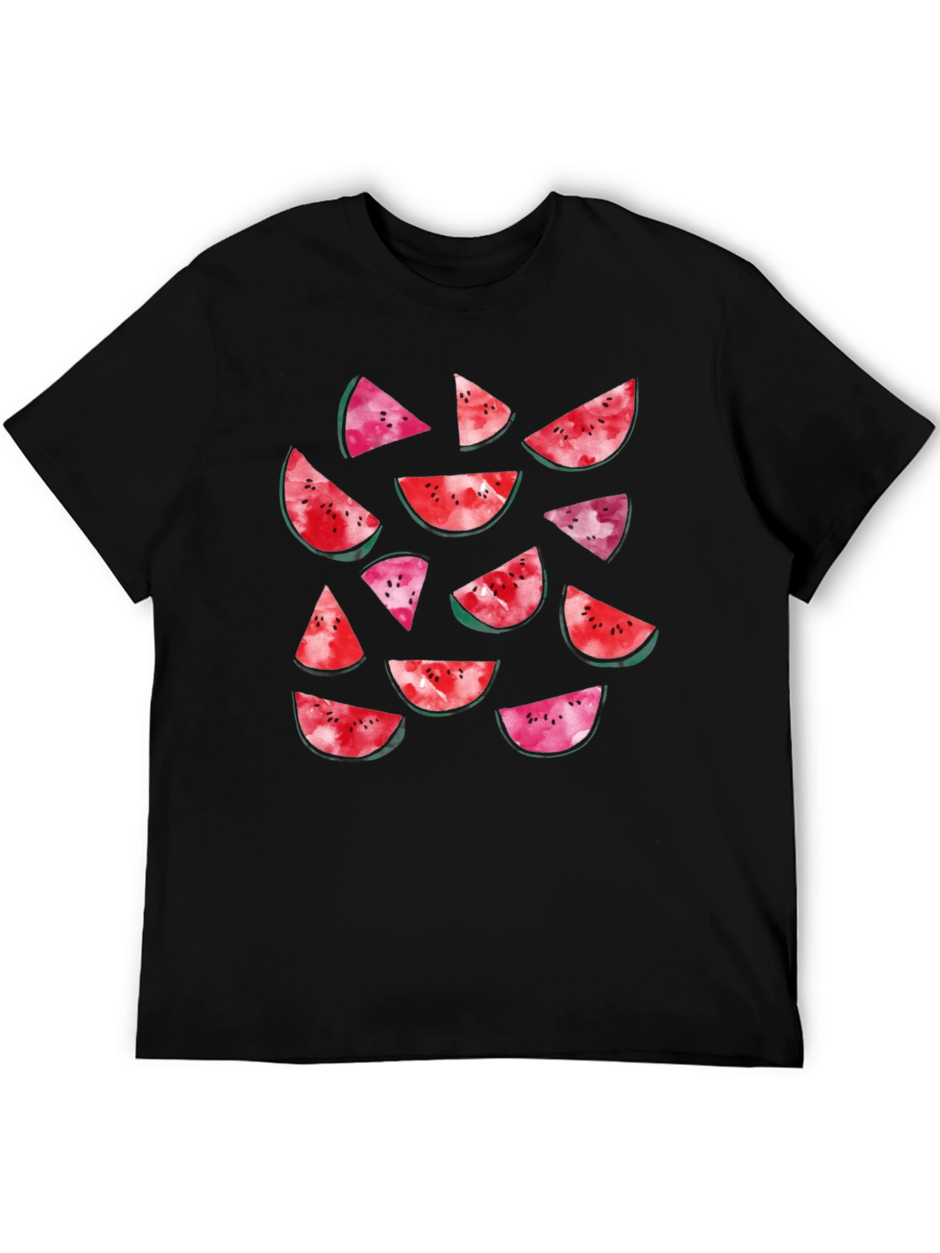 Watermelon Slice Print Black T-Shirt