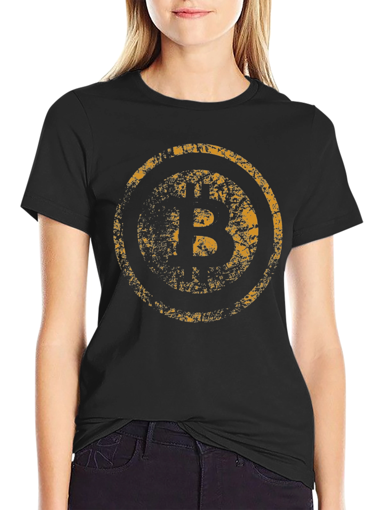 Bitcoin Grunge Graphic Tee - Black