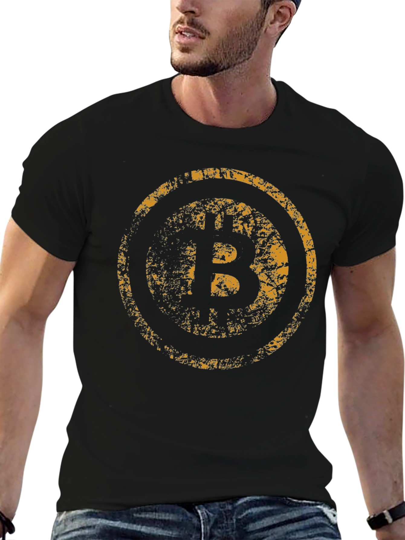 Bitcoin Grunge Graphic Tee - Black