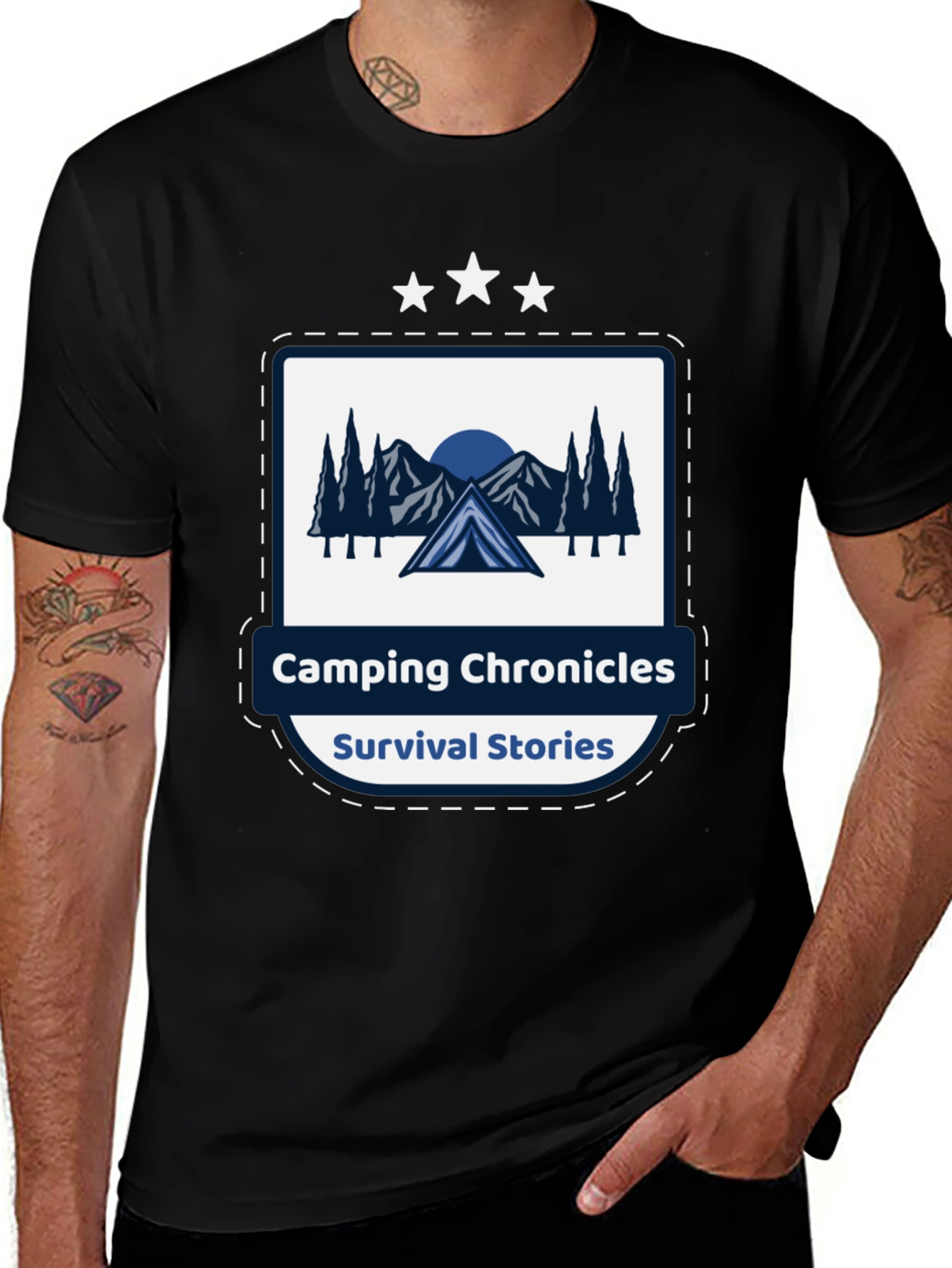 Camping Chronicles Survival Stories Black T-Shirt